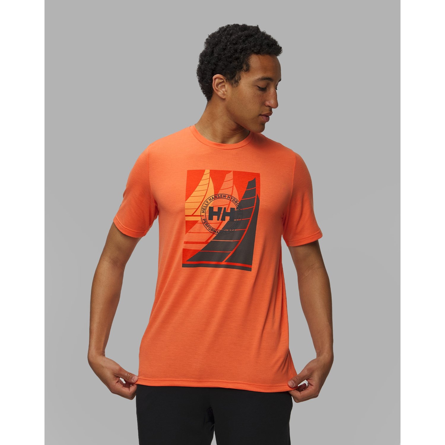 T-shirt Męski Helly Hansen Hp Race Graphic Pomarańczowy