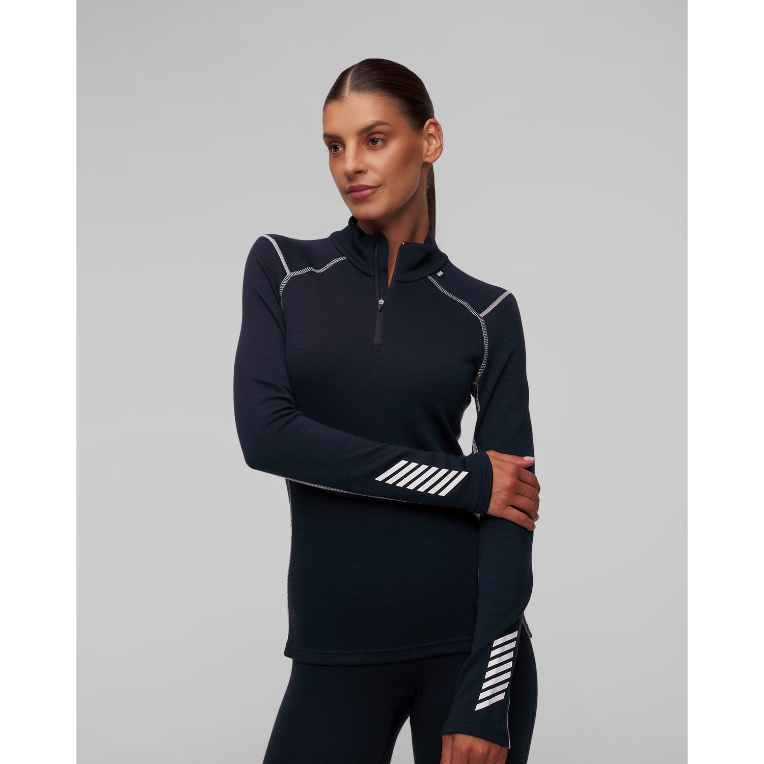 Granatowy Longsleeve Termoaktywny Damski Helly Hansen Lifa Merino Midweight 1/2 Zip