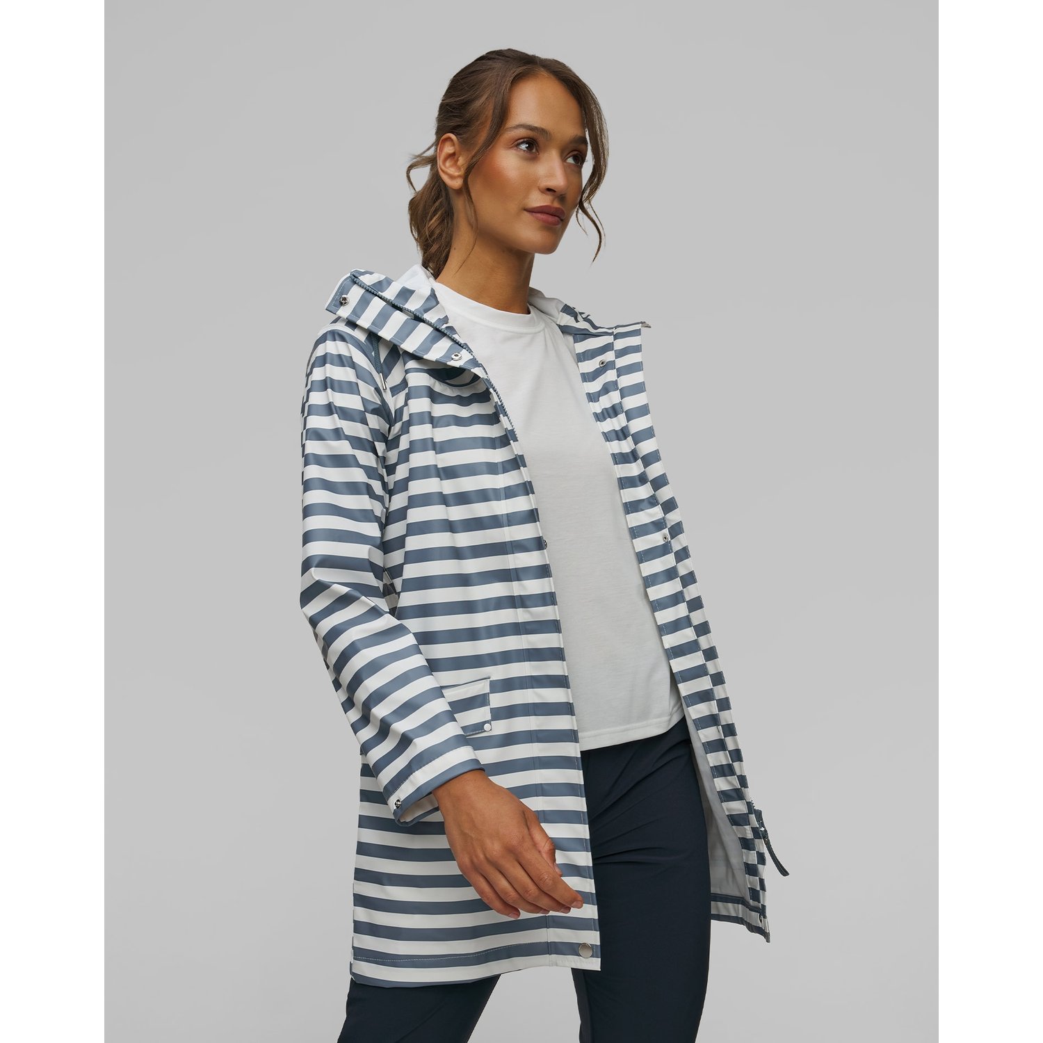 Płaszcz Przeciwdeszczowy Damski Helly Hansen Moss Rain Coat Biało-granatowy
