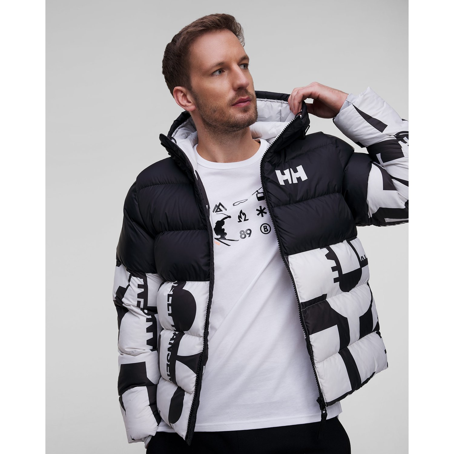 Czarno-biała Kurtka Ocieplana Męska Helly Hansen Active Puffy