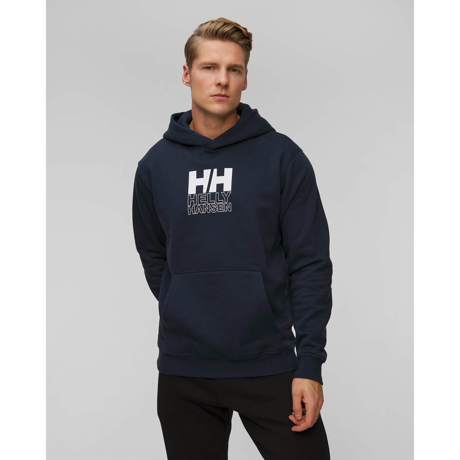 Granatowa Bluza Męska Helly Hansen Cotton Fleece Graphic Hoodie