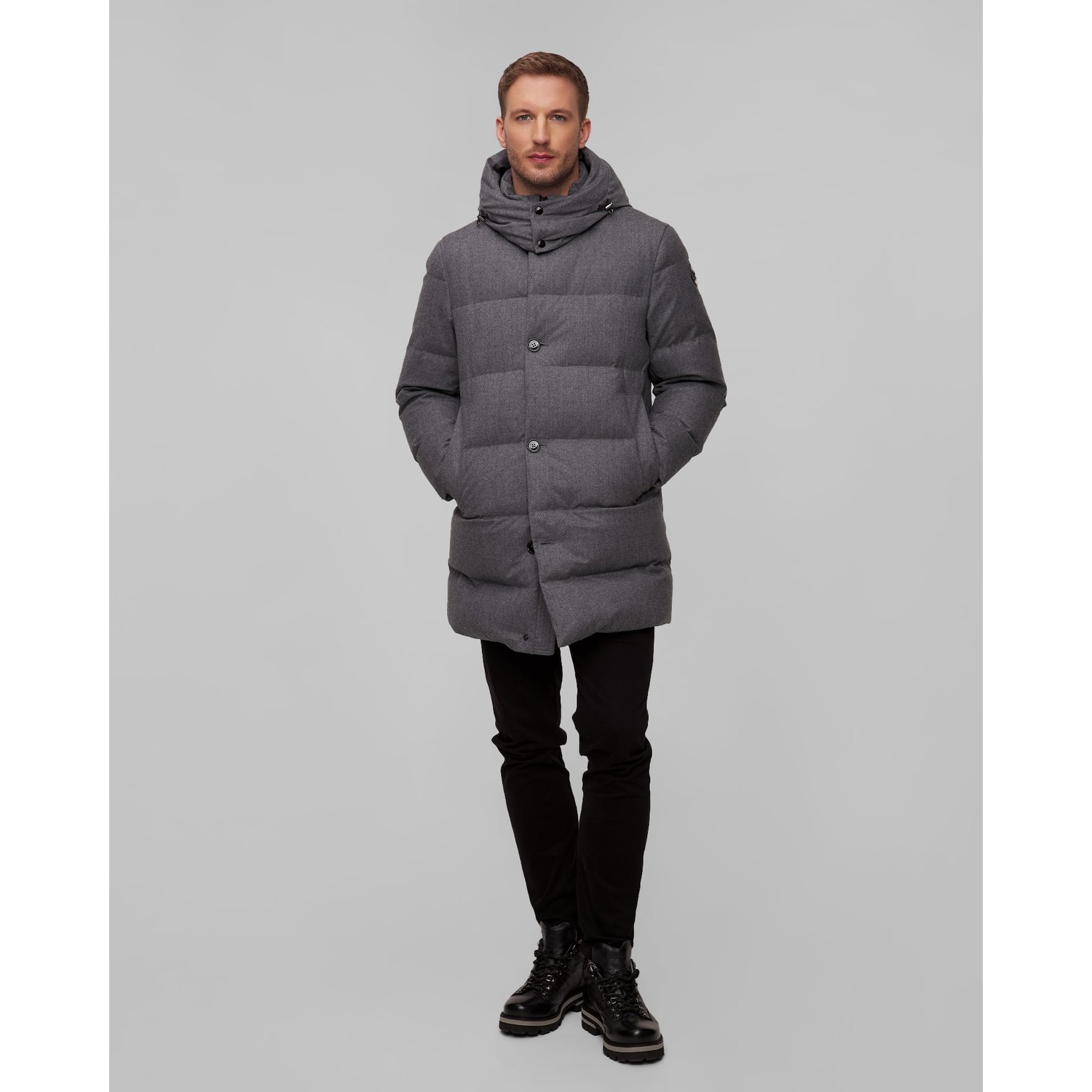 Szara Kurtka Wełniana Męska Woolrich Luxe Long Parka