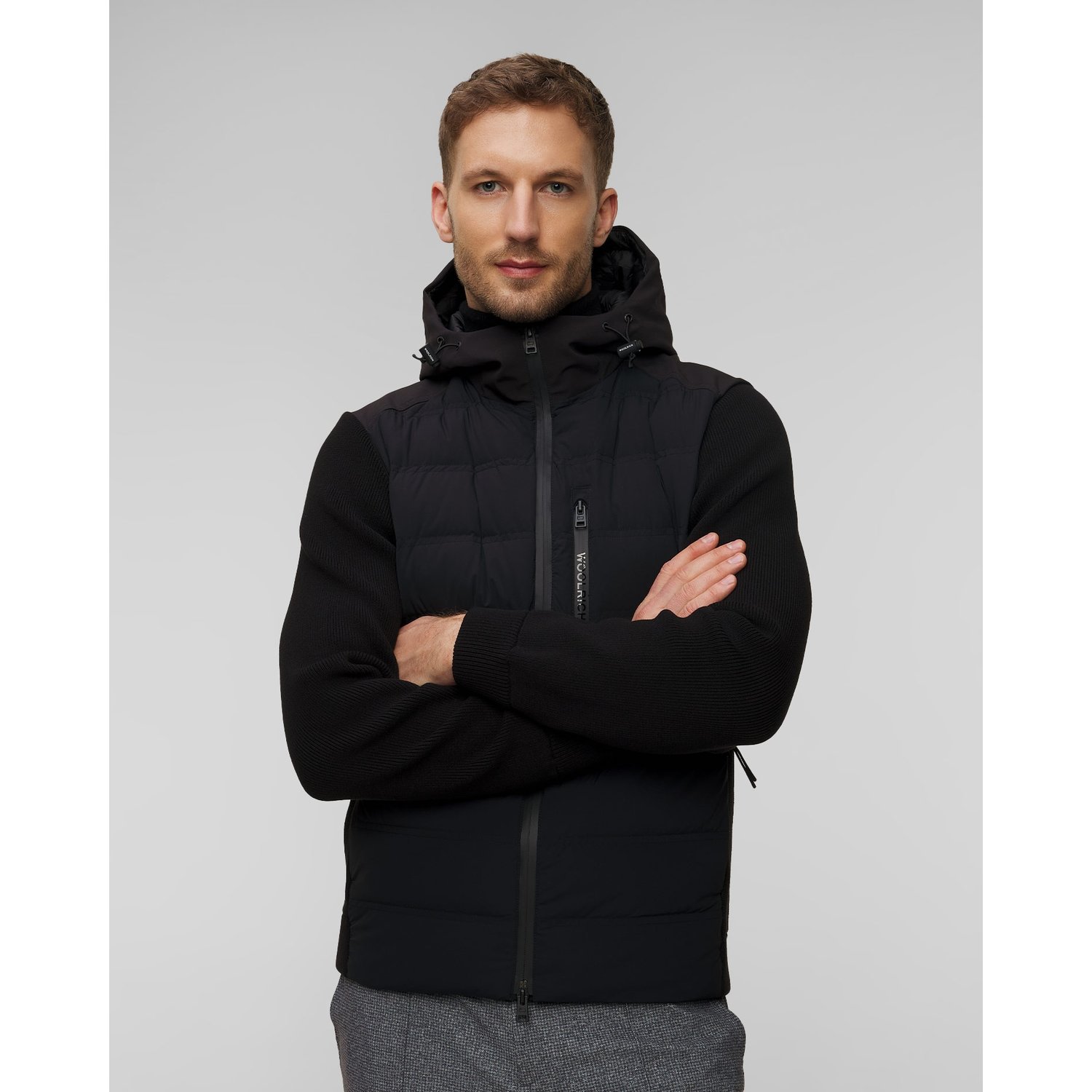 Czarna Kurtka Hybrydowa Męska Woolrich Bering Hybrid