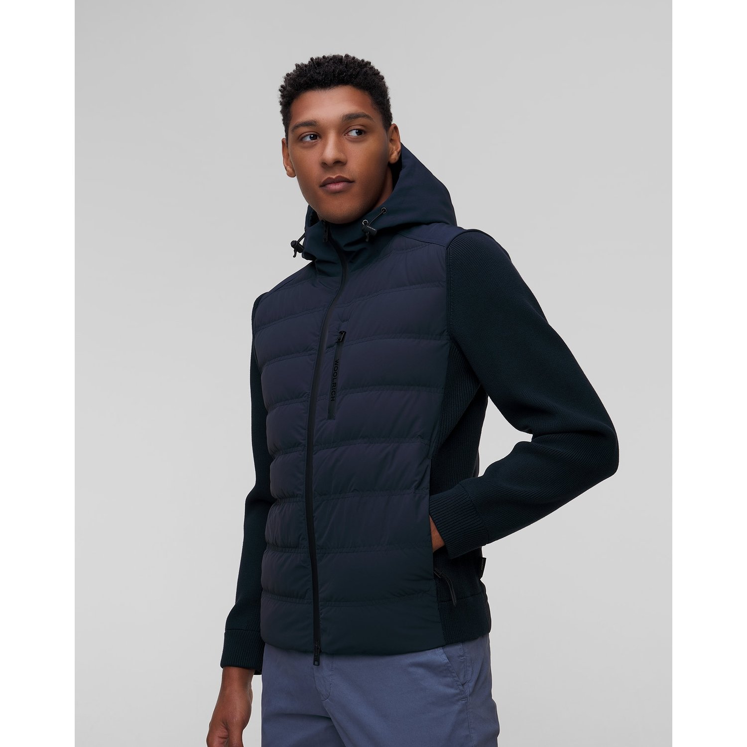 Czarna Kurtka Hybrydowa Męska Woolrich Bering Hybrid