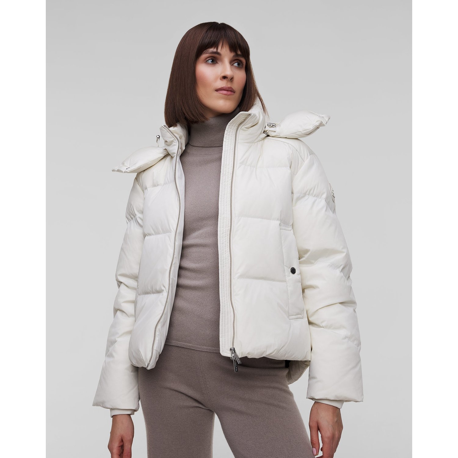 Biała Kurtka Damska Woolrich Alsea Short Down Puffer Jacket