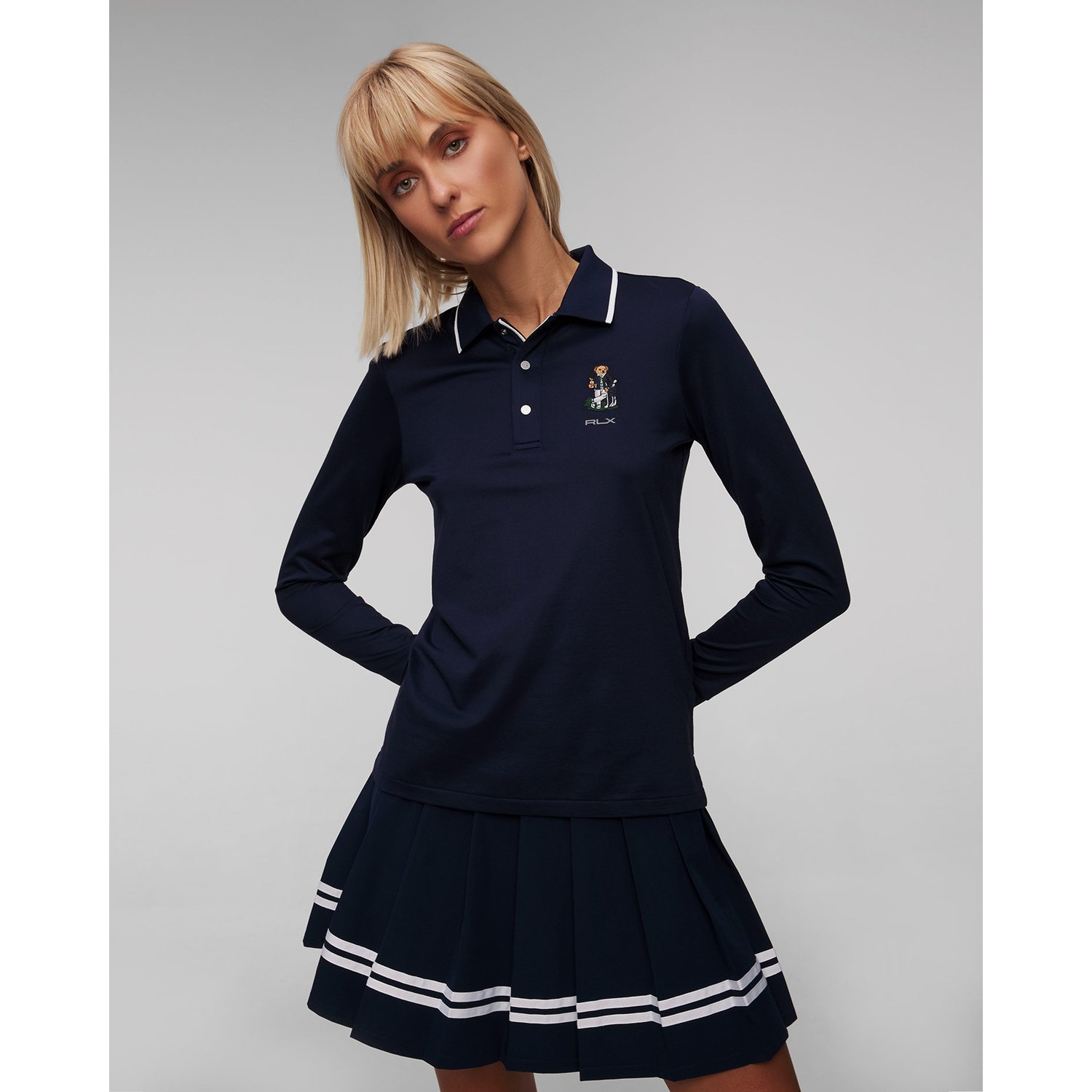 Granatowe Polo Z Długim Rękawem Damskie Ralph Lauren Rlx Golf