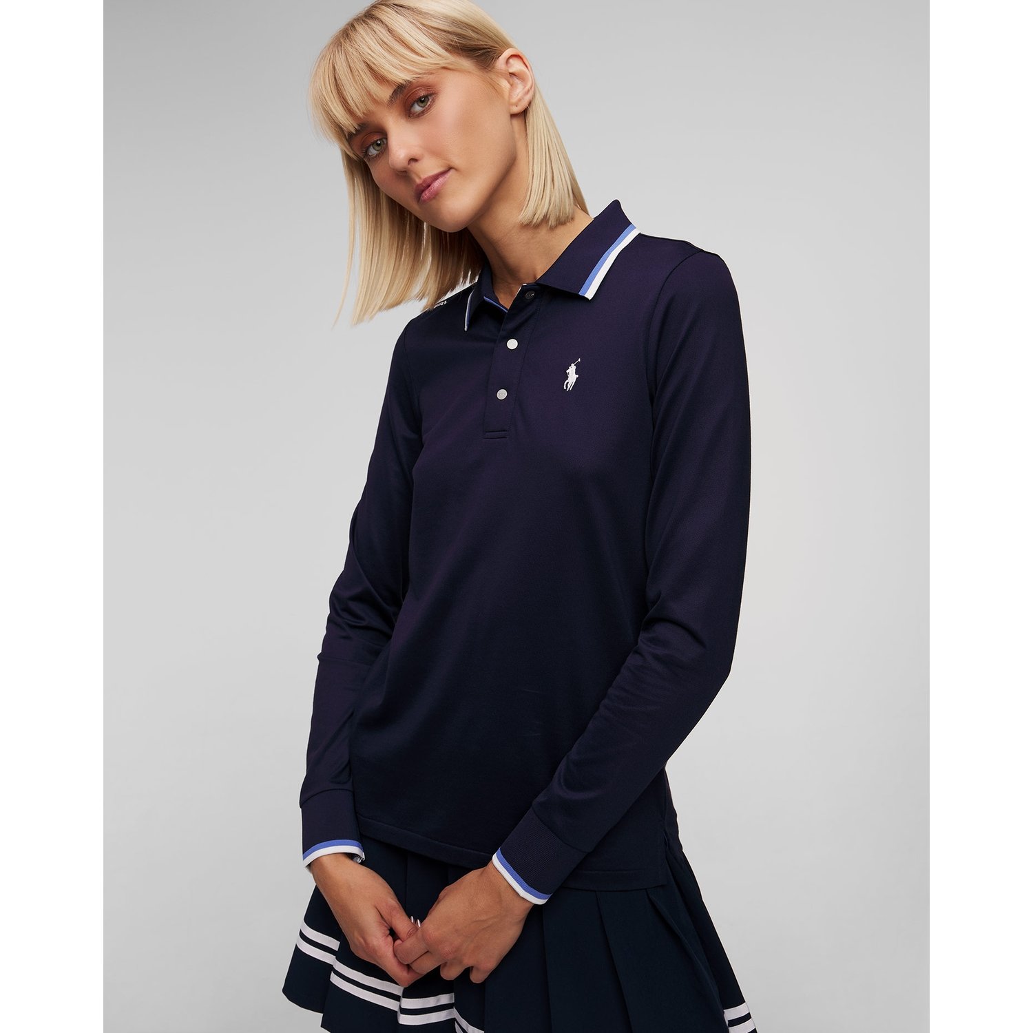 Granatowe Polo Damskie Z Długim Rękawem Ralph Lauren Rlx Golf