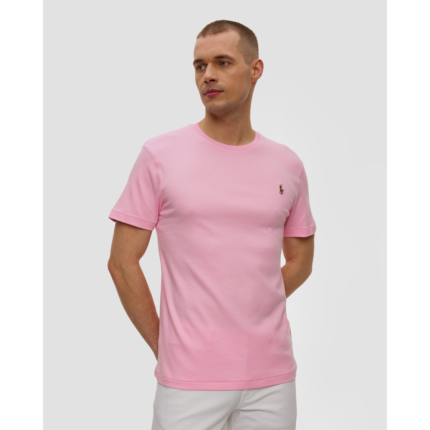 Różowy T-shirt Męski Polo Ralph Lauren