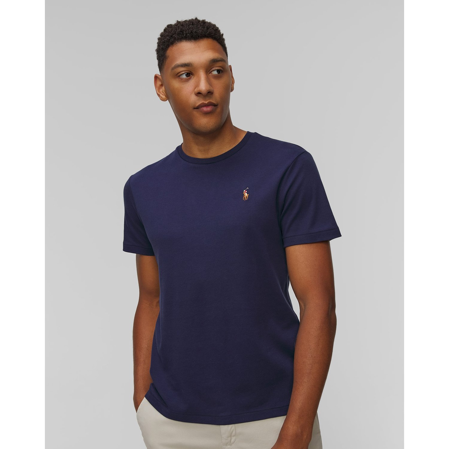 Granatowy T-shirt Męski Ralph Lauren