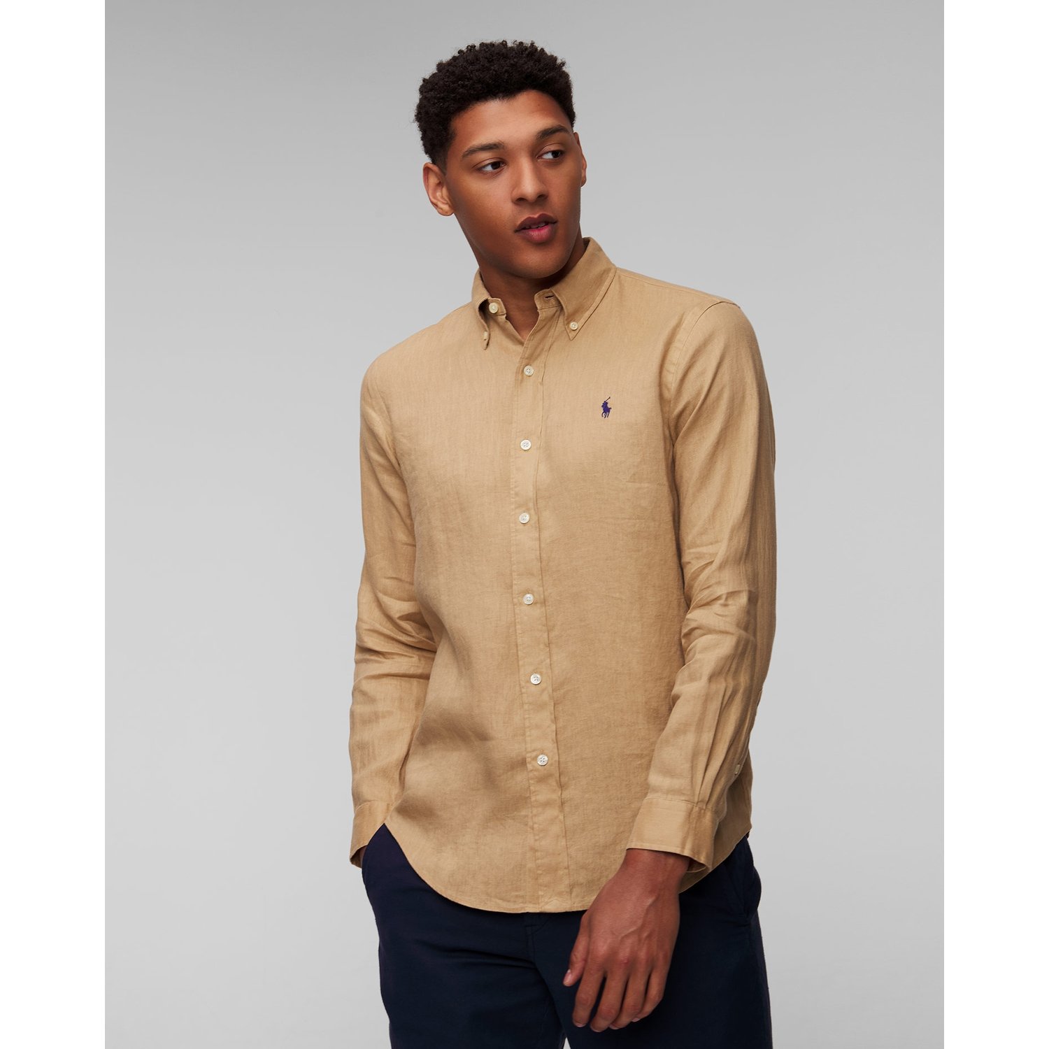 Brązowa Koszula Lniana Męska Polo Ralph Lauren