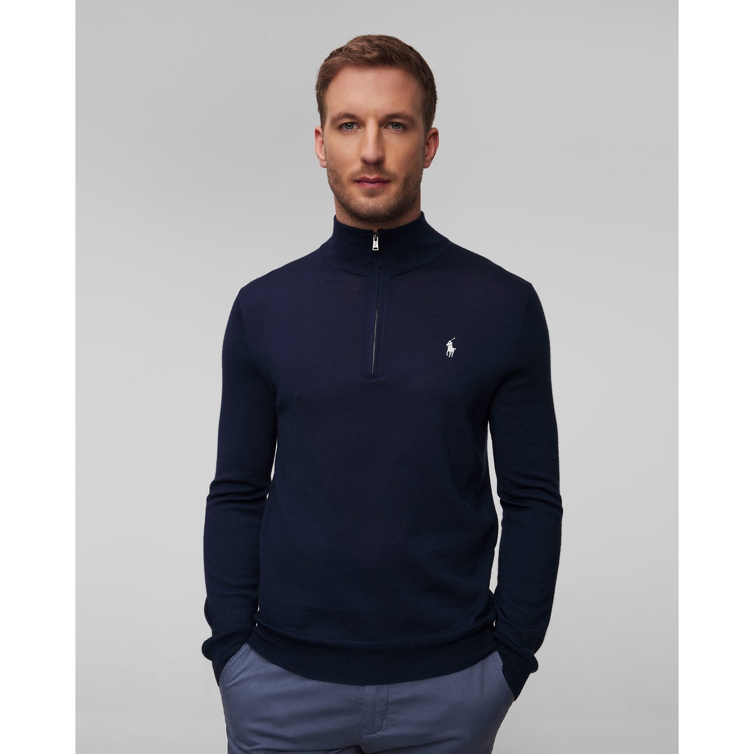 Granatowy Sweter Z Wełną Męski Polo Ralph Lauren