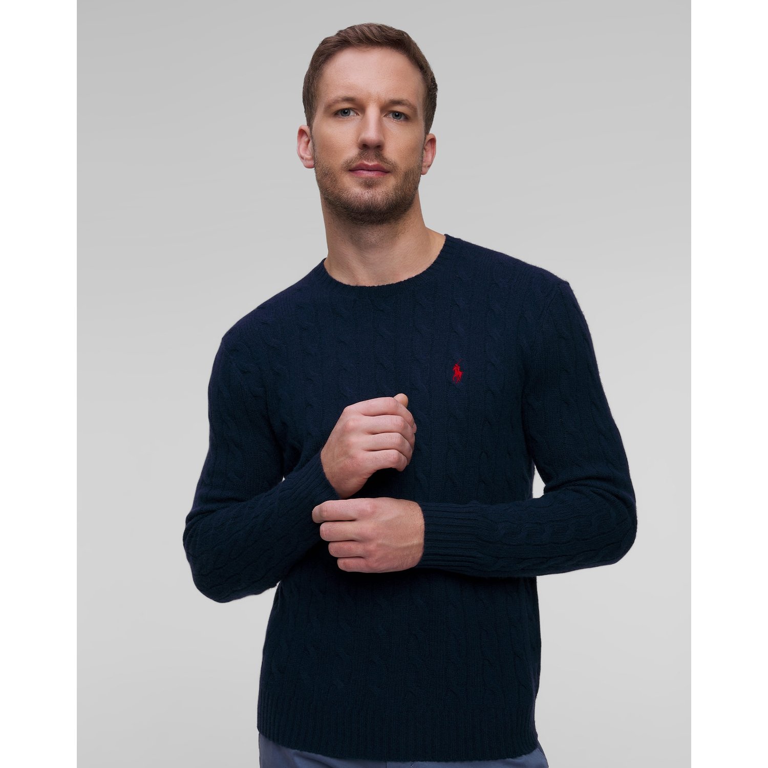 Granatowy Sweter Wełniany Męski Polo Ralph Lauren