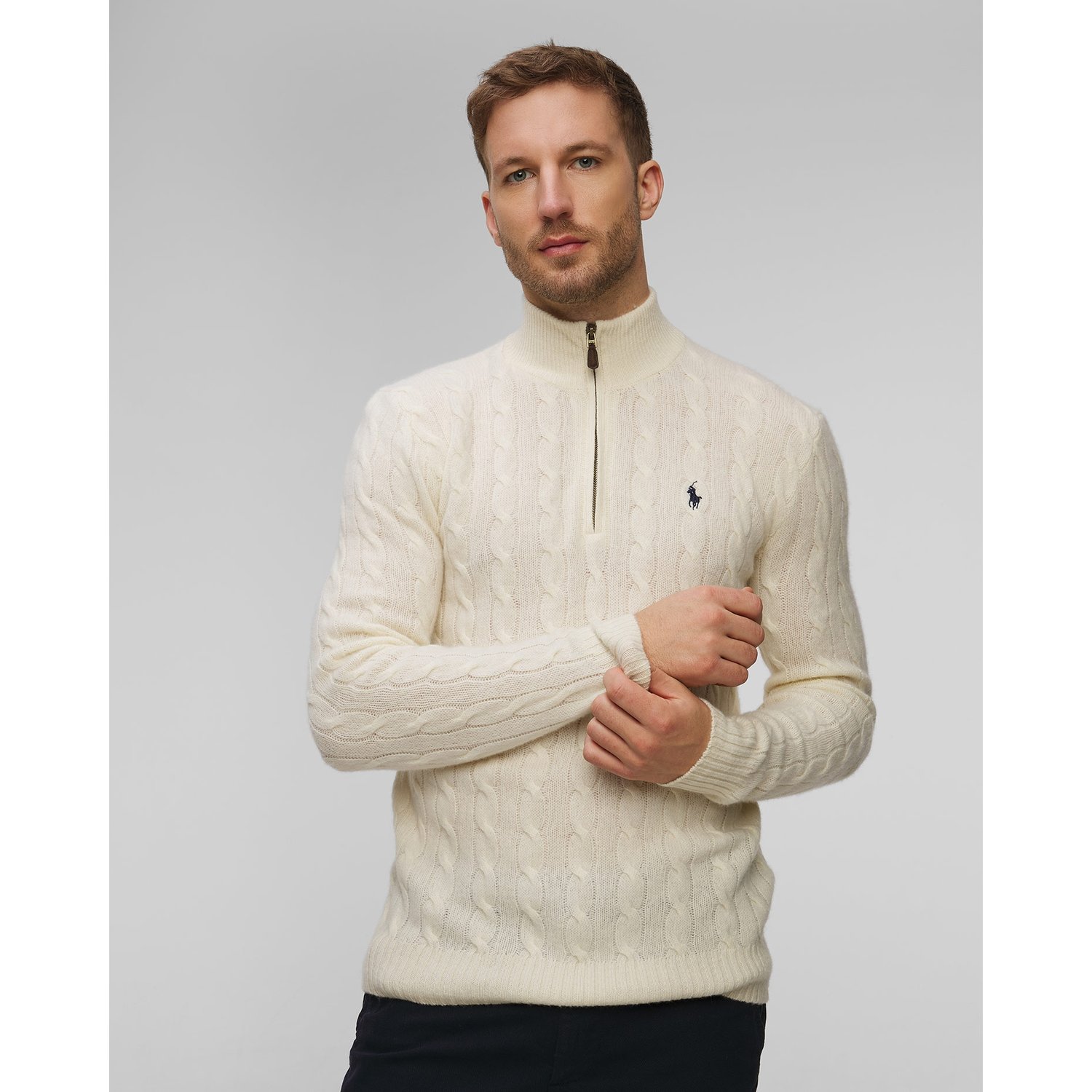 Biały Sweter Wełniany Męski Polo Ralph Lauren
