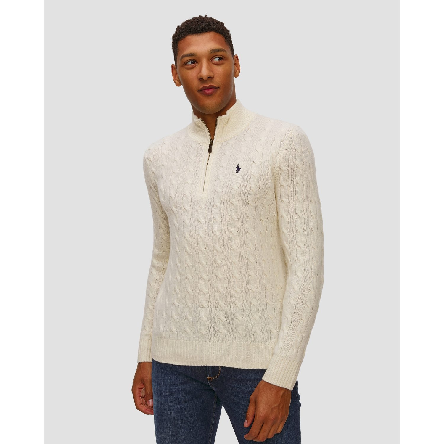 Biały Sweter Wełniany Męski Polo Ralph Lauren