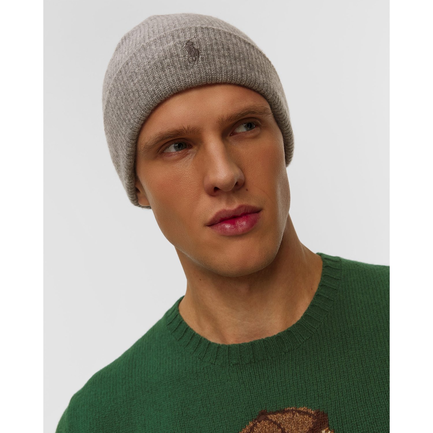 Szara Czapka Z Kaszmiru Męska Polo Ralph Lauren