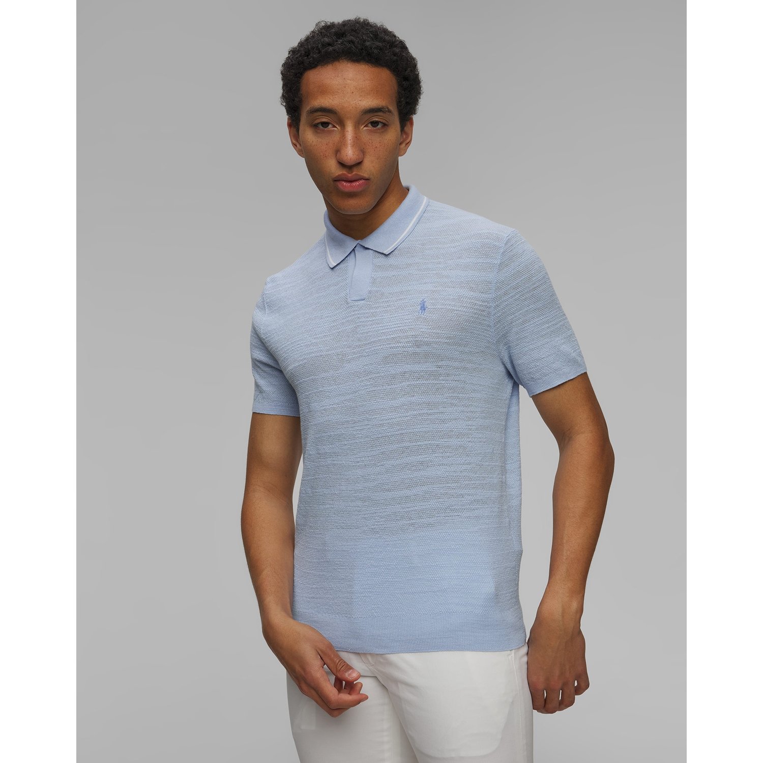 Niebieskie Polo Z Lnem Męskie Polo Ralph Lauren