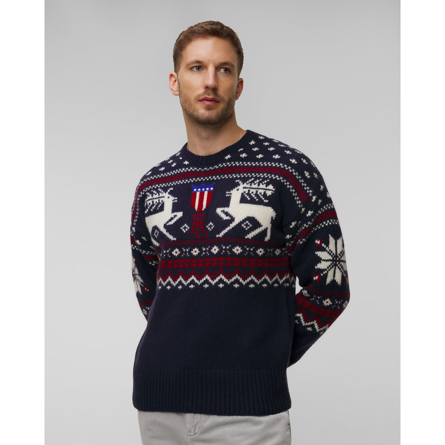 Granatowy Sweter Wełniany Męski Polo Ralph Lauren