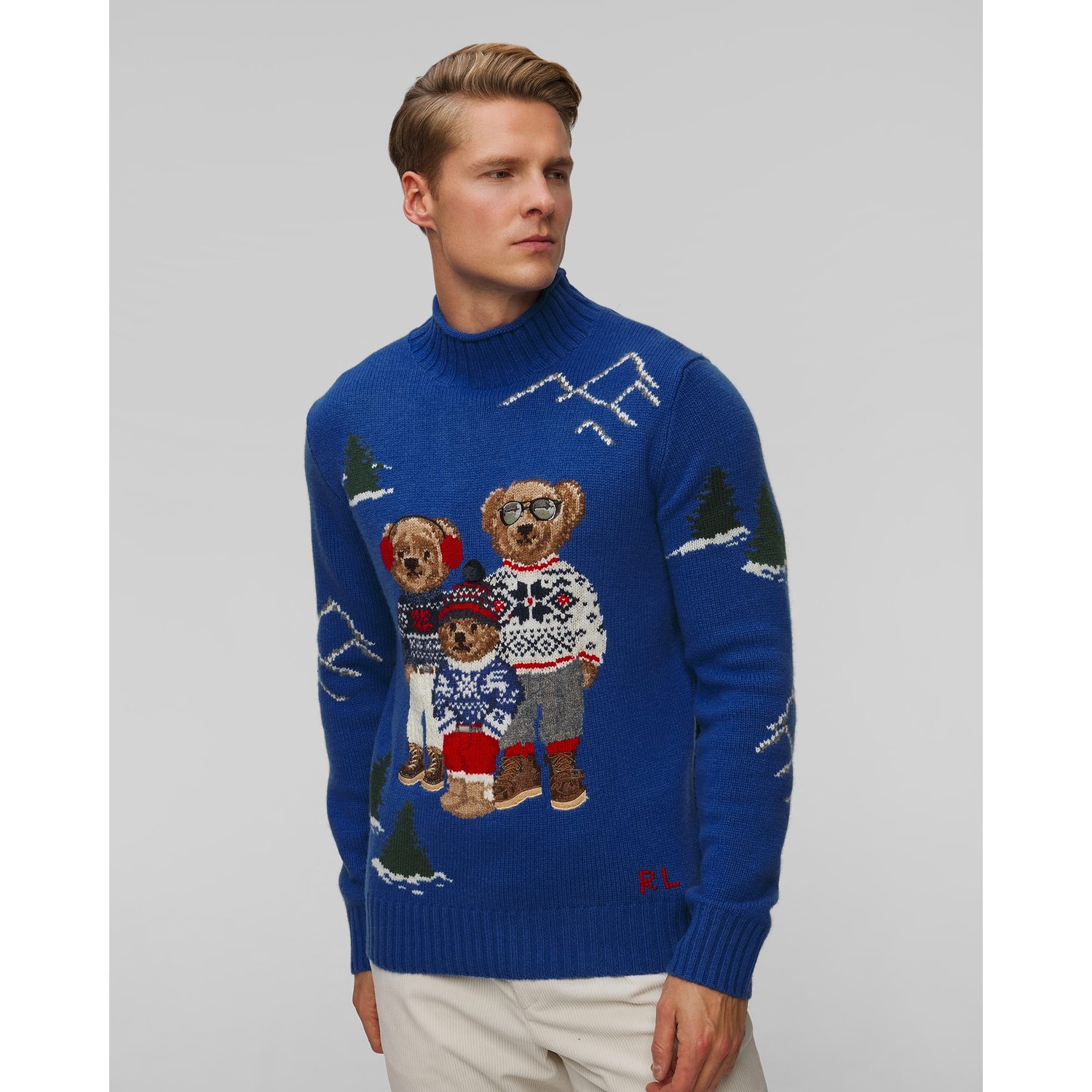 Niebieski Sweter Wełniany Męski Polo Ralph Lauren