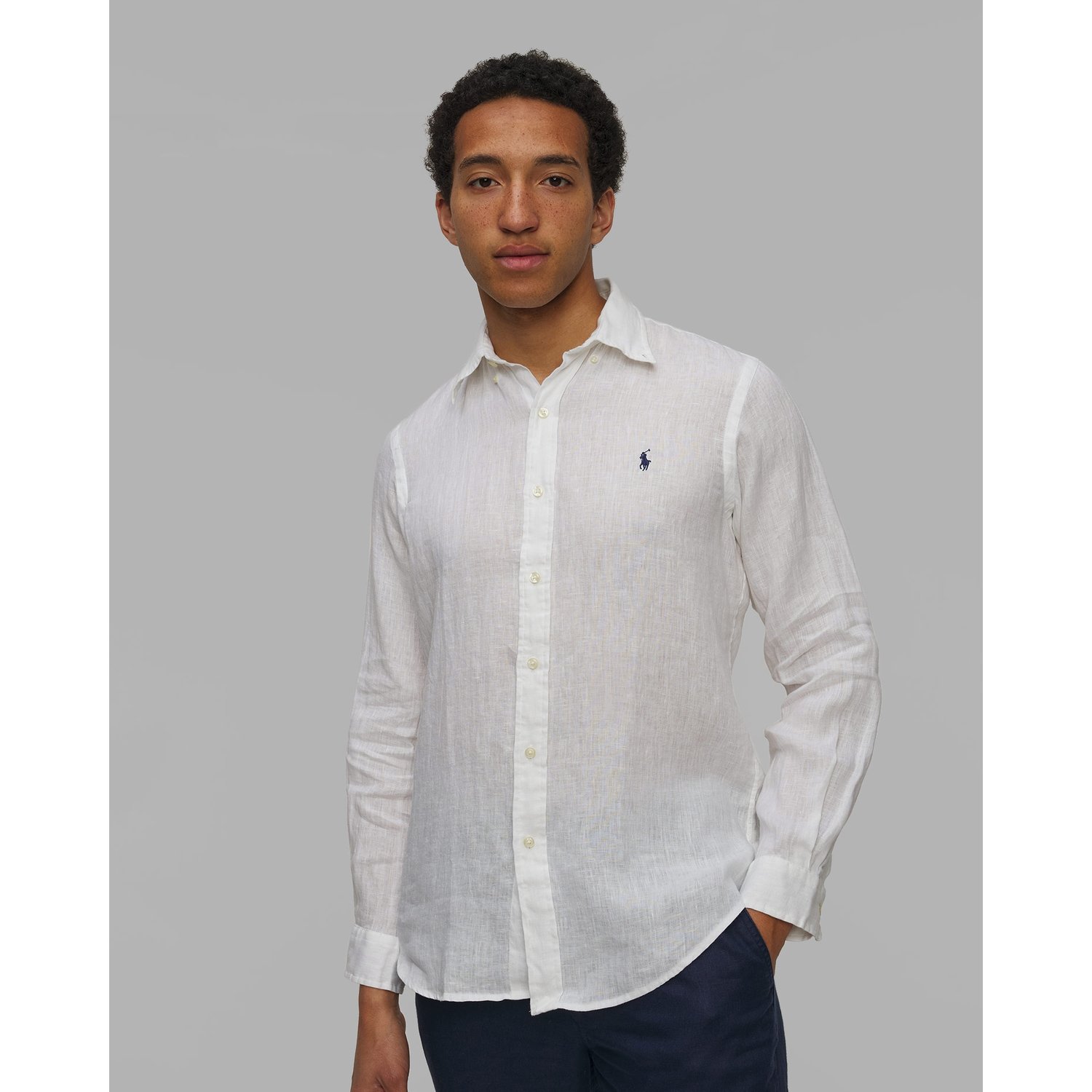 Biała Koszula Lniana Męska Polo Ralph Lauren