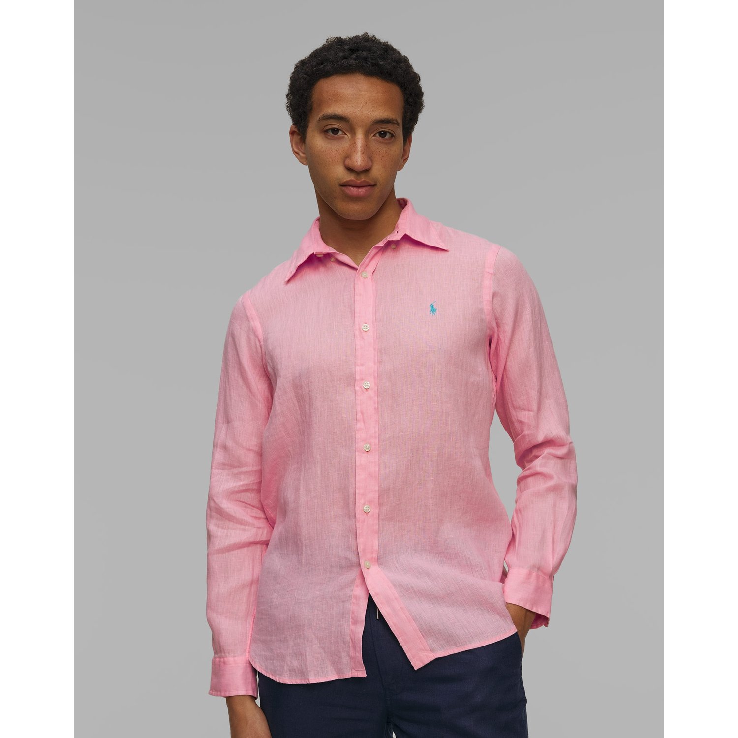 Różowa Koszula Lniana Męska Polo Ralph Lauren