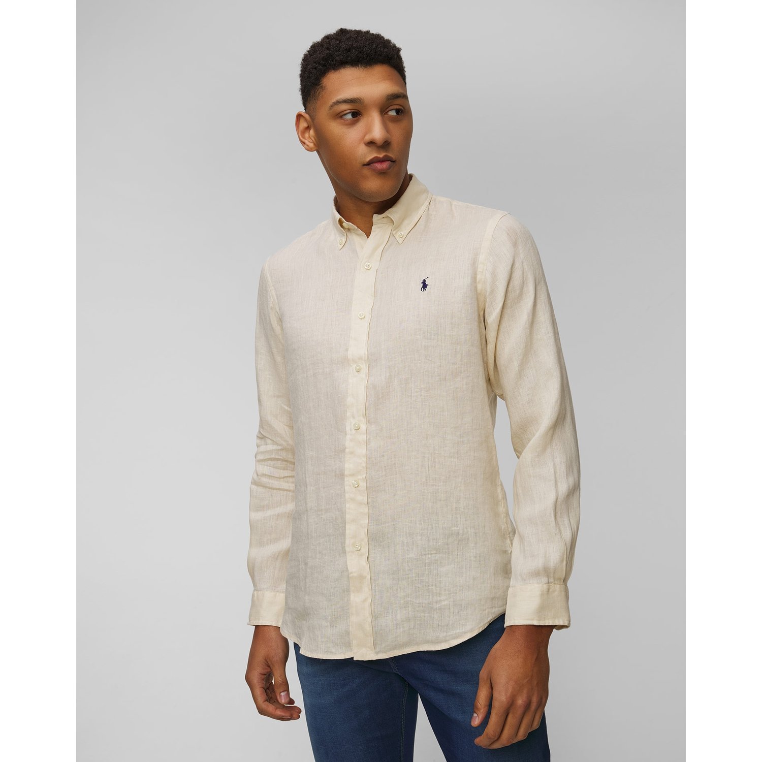 Beżowa Koszula Lniana Męska Polo Ralph Lauren