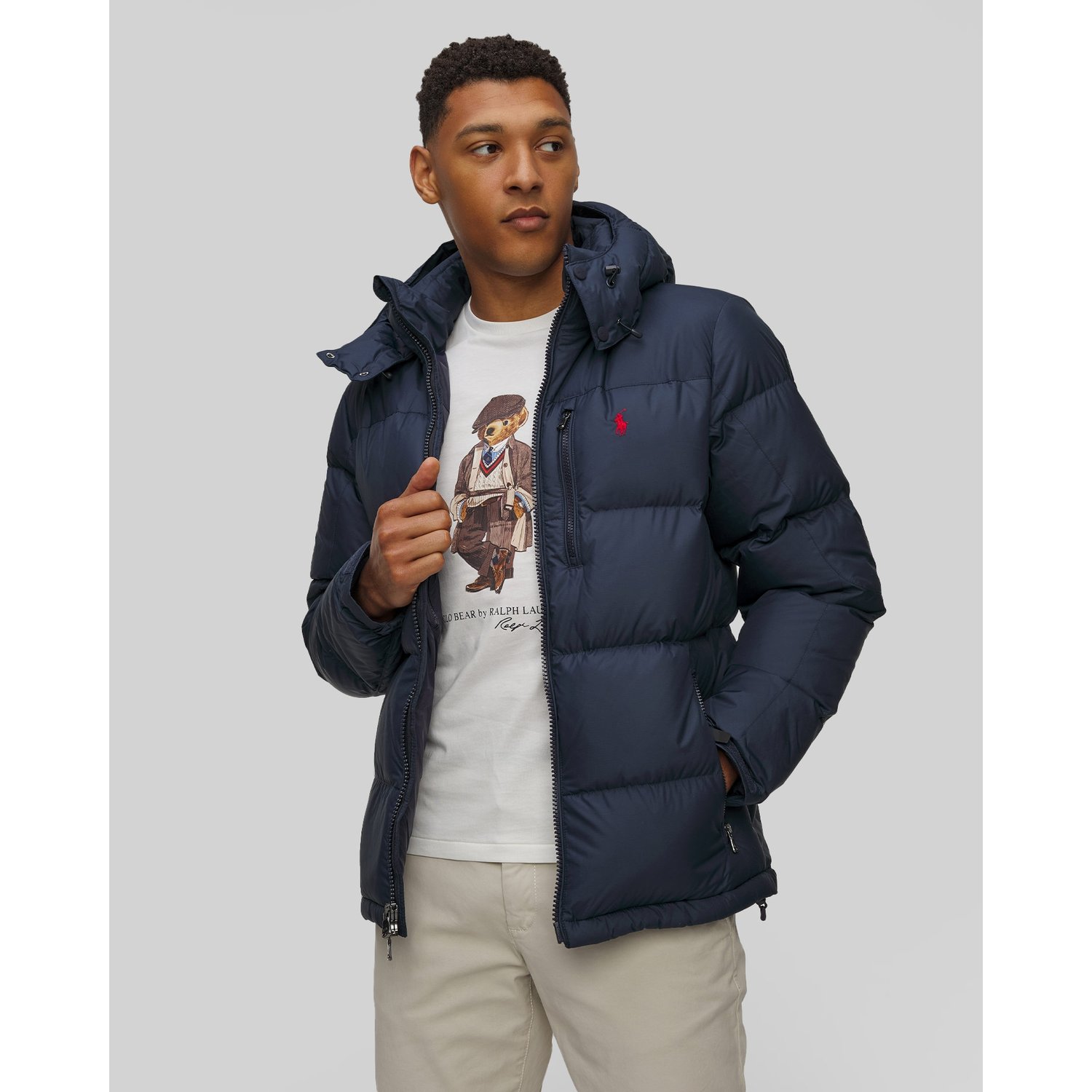 Granatowa Kurtka Puchowa Męska Ralph Lauren