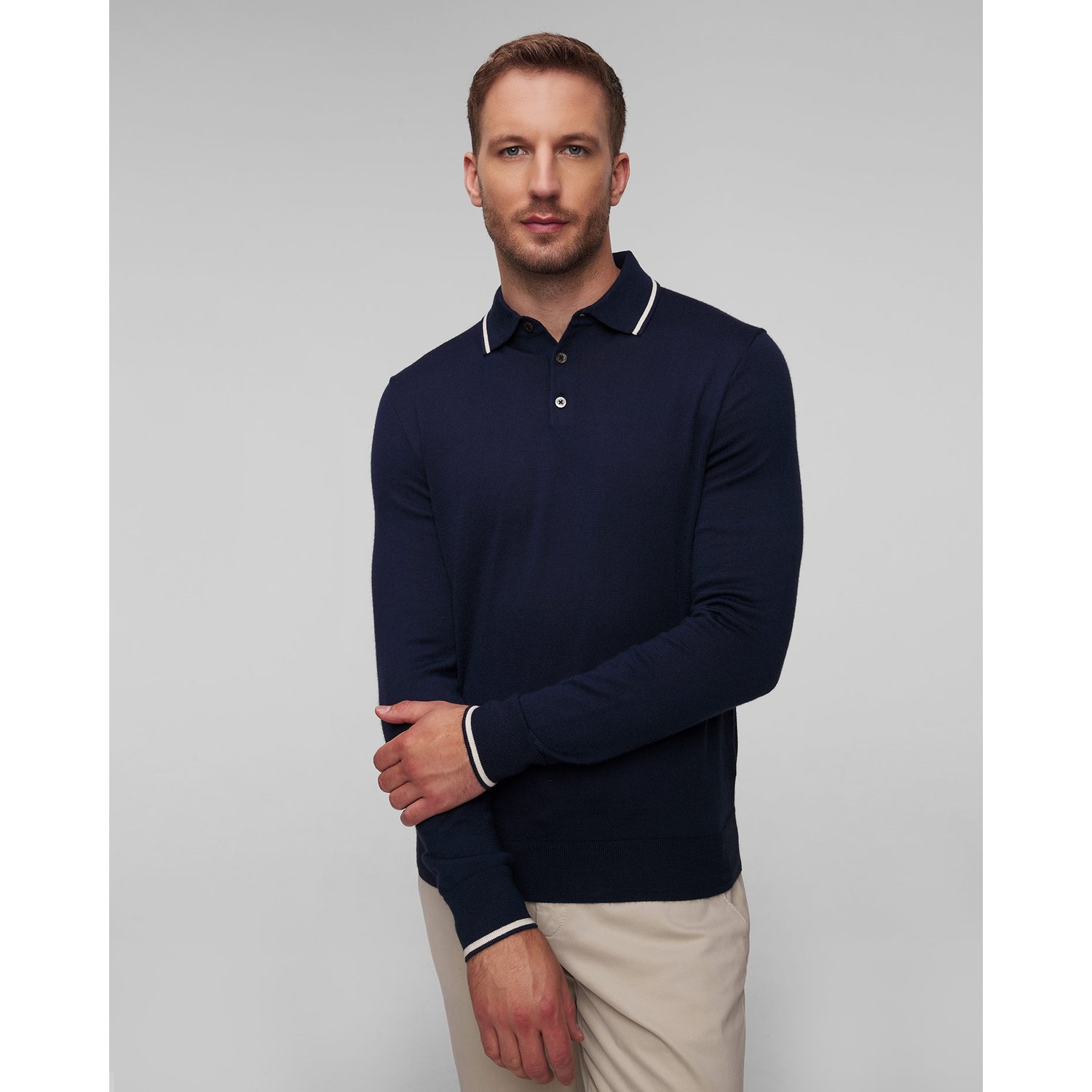 Granatowy Sweter Z Wełną Męski Ralph Lauren Rlx Golf