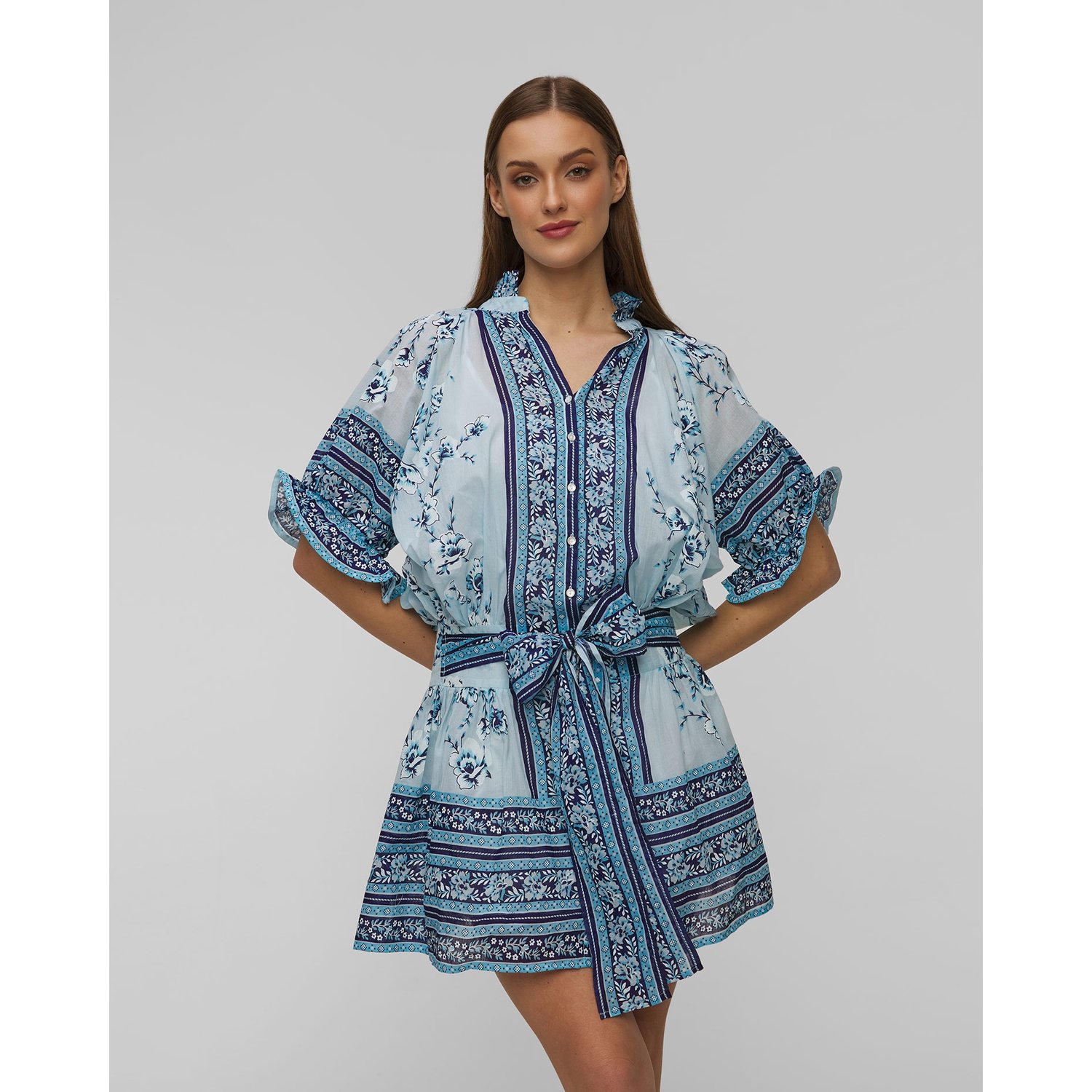Sukienka Damska Juliet Dunn Cherry Blossom Blouson Dress In China Blue