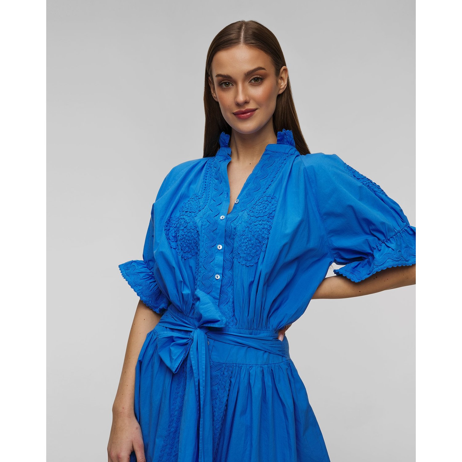 Sukienka Letnia Z Haftem Damska Juliet Dunn Poplin Blouson With Ric Rac Embroidery