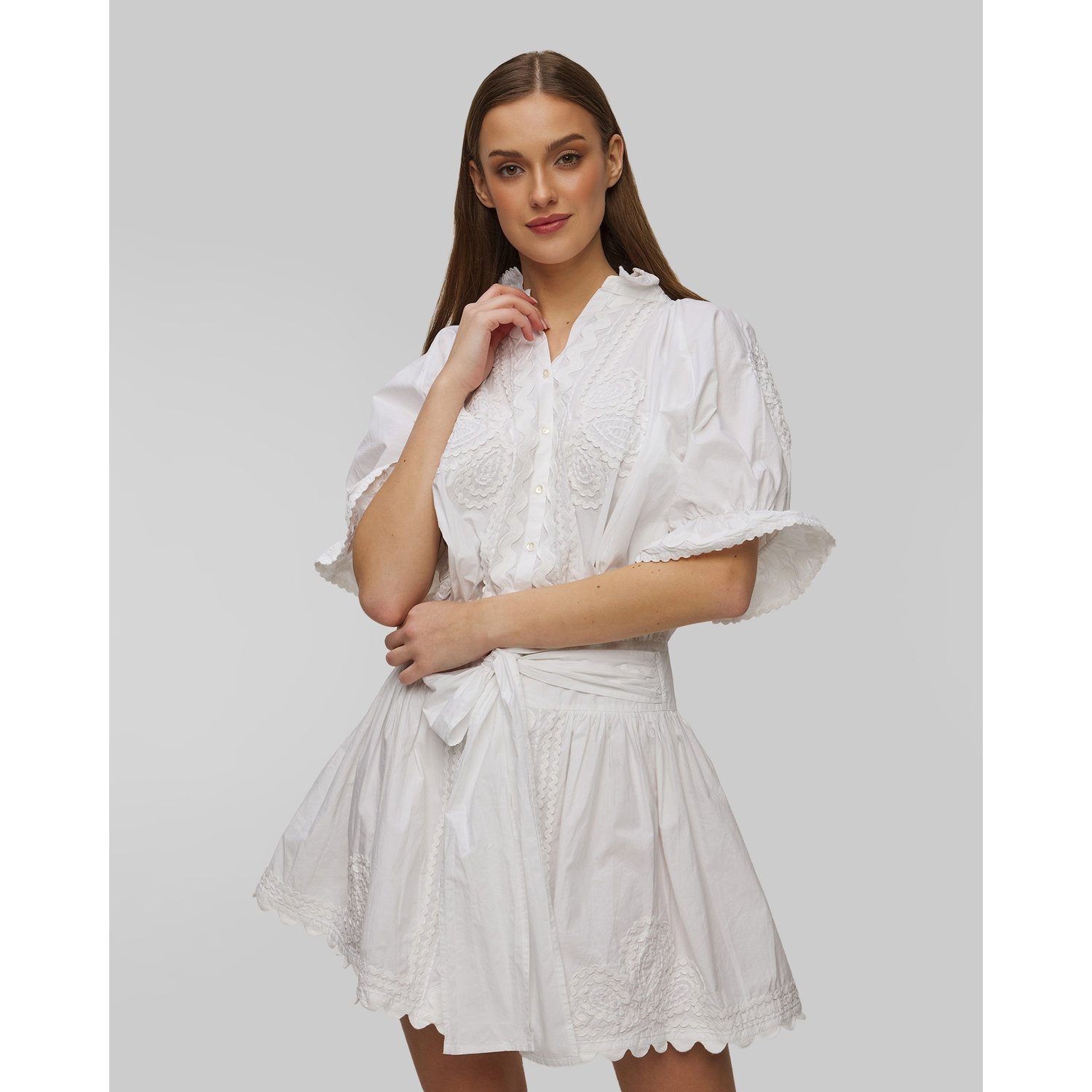 Sukienka Letnia Z Haftem Damska Juliet Dunn Poplin Blouson With Ric Rac Embroidery