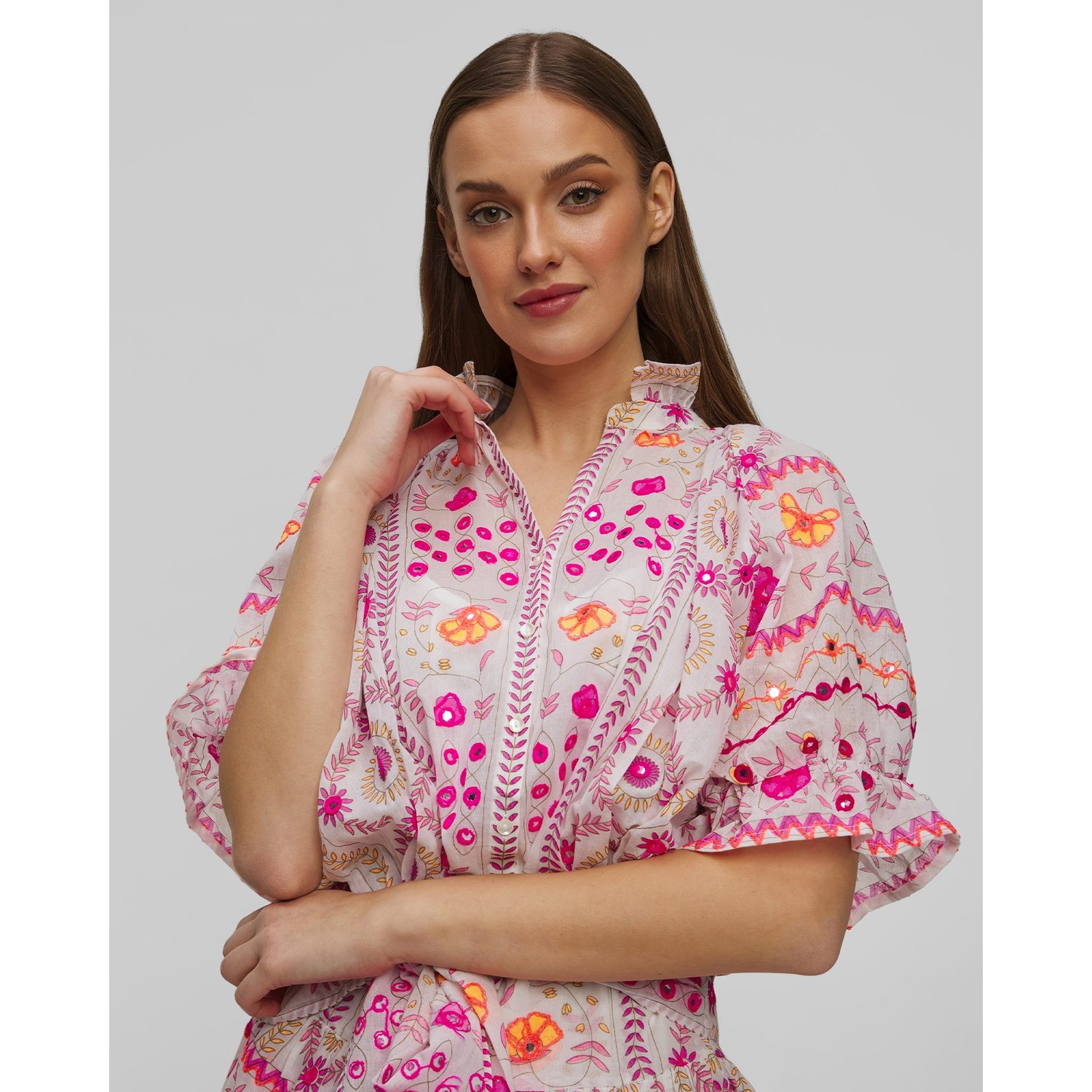 Haftowana Sukienka Letnia Damska Juliet Dunn Blouson Dress Mexican