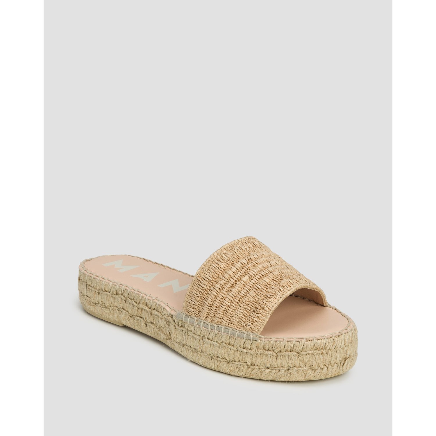 Klapki Damskie Manebi Raffia Stripes Double Sole Slides Beżowe