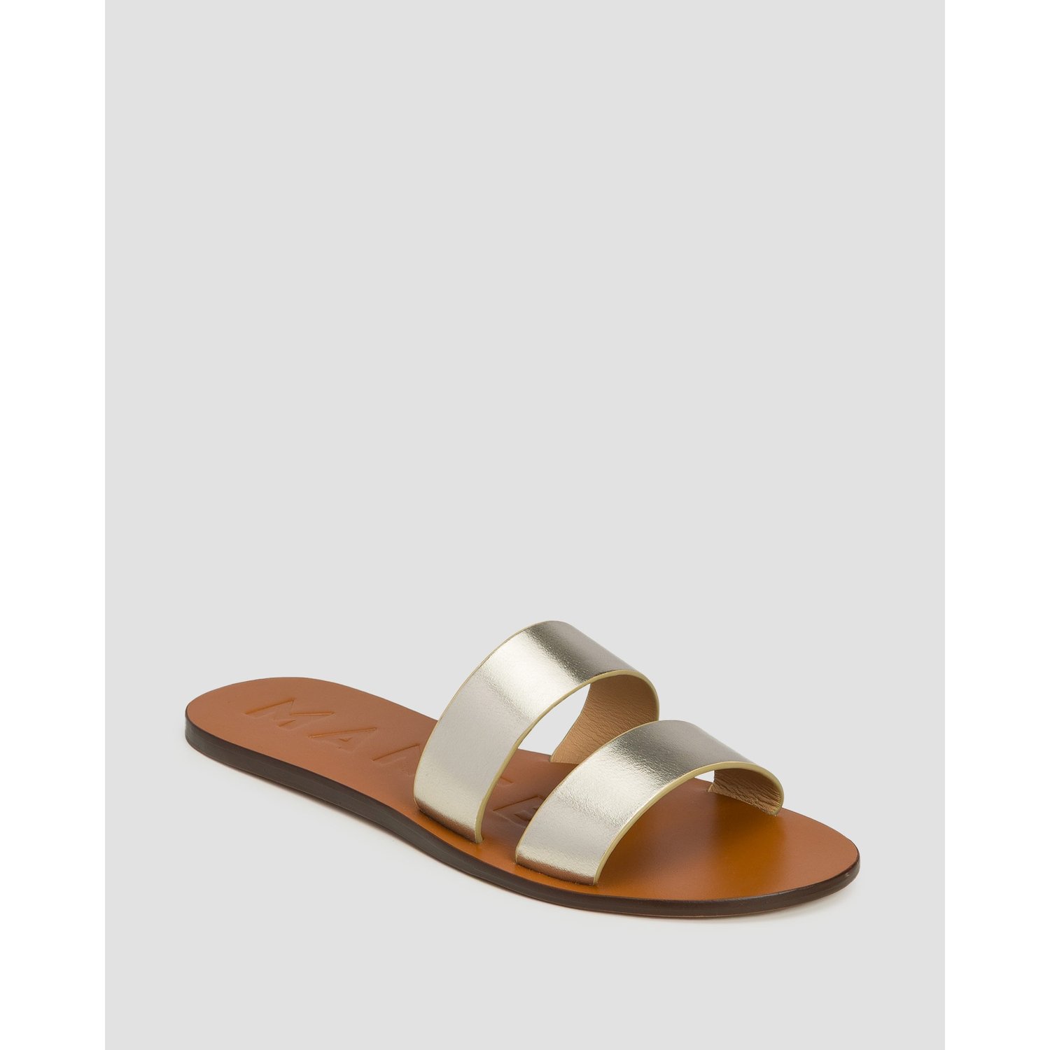 Klapki Damskie Manebi Leather Two Bands Sandals Canyon Srebrne