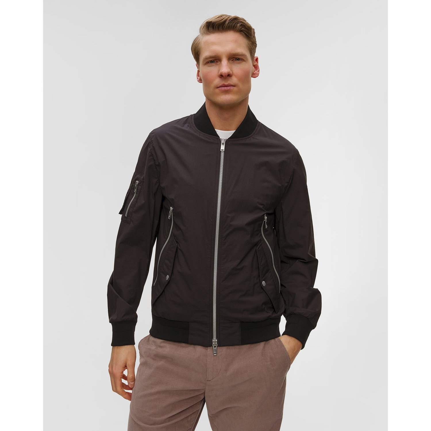 Czarna Kurtka Bomberka Męska Moose Knuckles Courville Bomber Crinkle