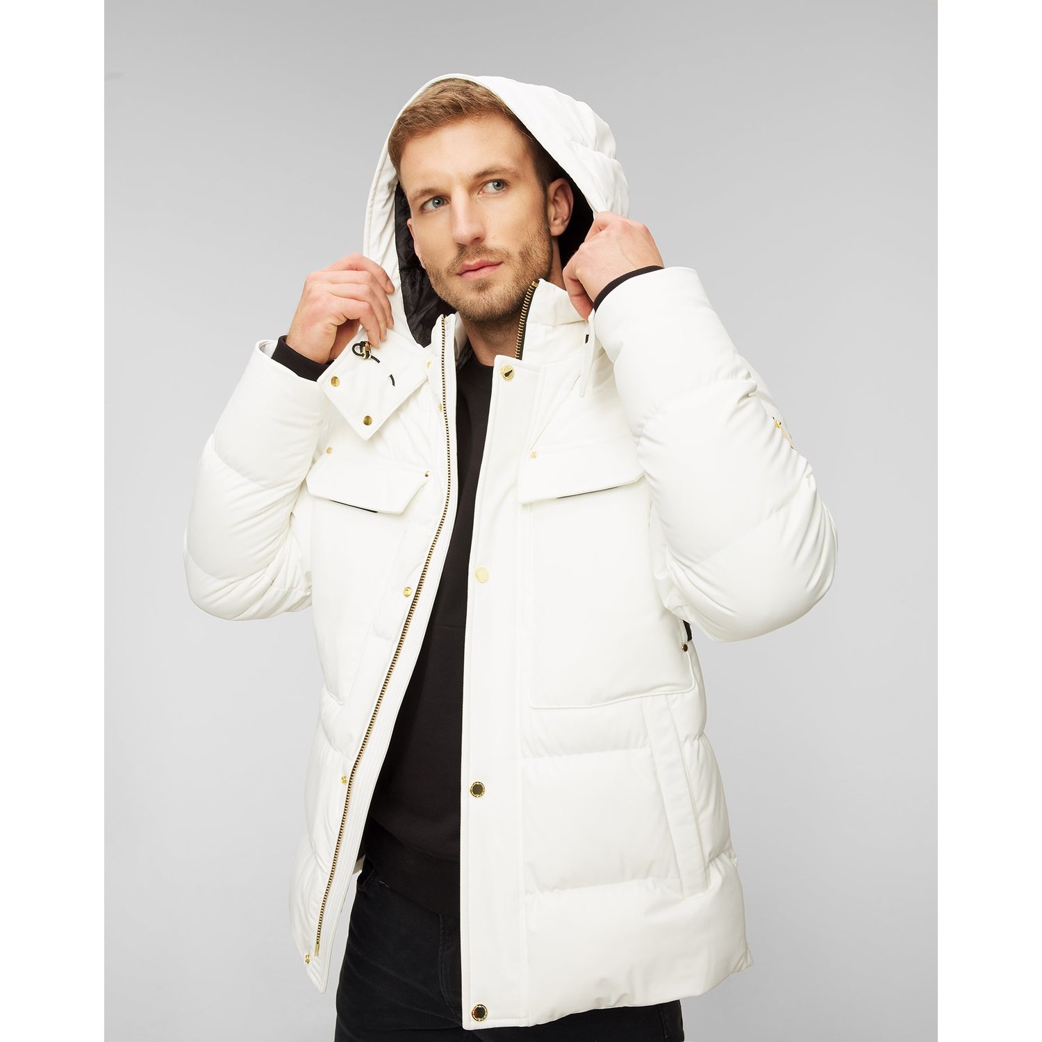 Biała Kurtka Puchowa Męska Moose Knuckles Skillman Jacket