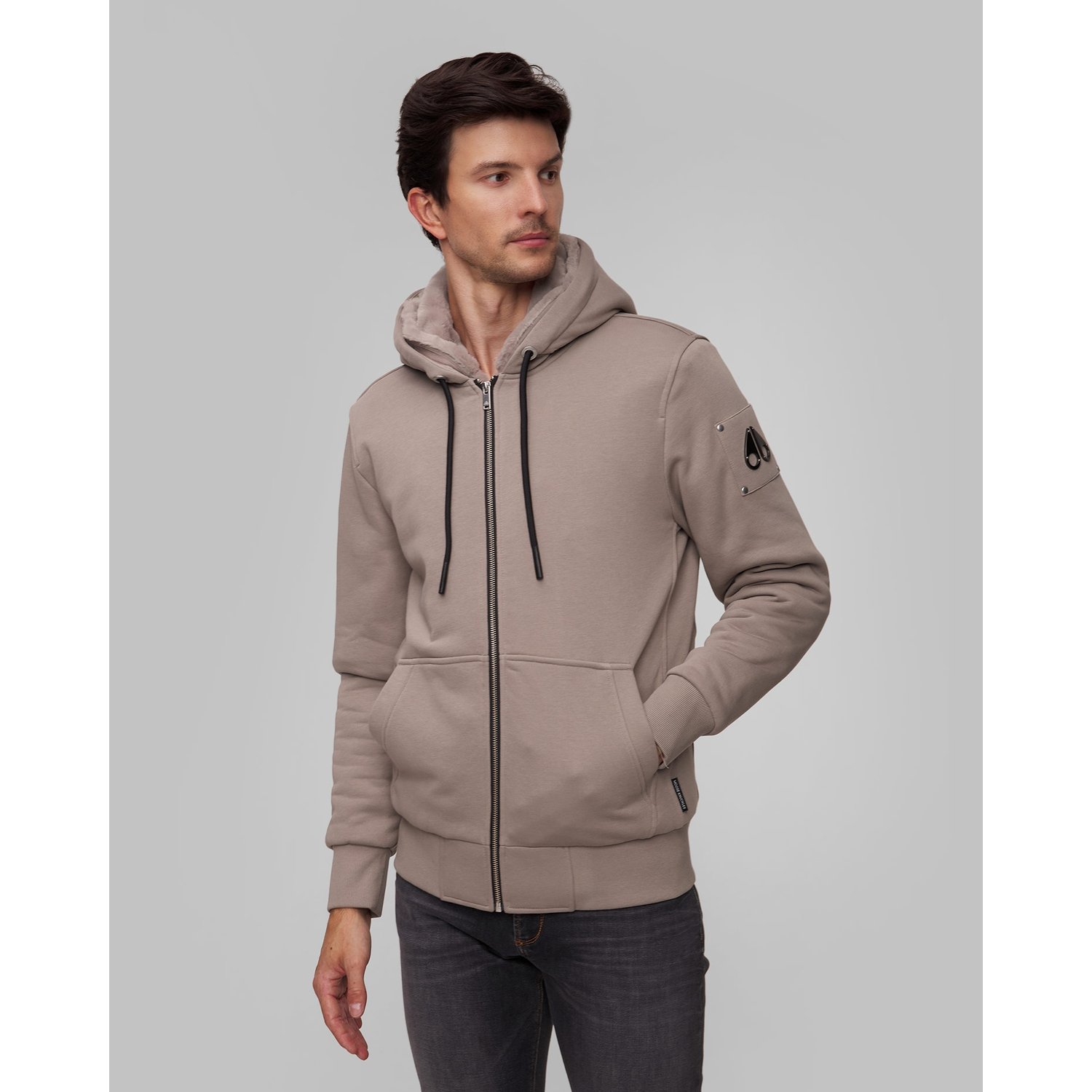 Beżowa Bluza Z Kapturem Męska Moose Knuckles Classic Bunny