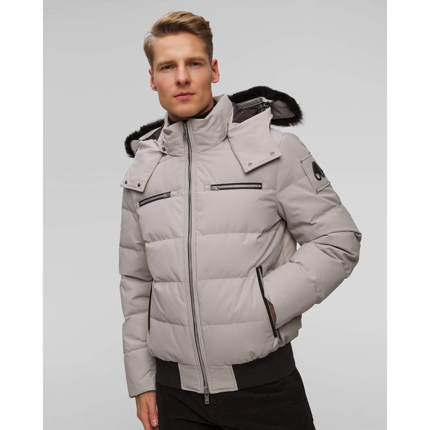Szara Kurtka Puchowa Męska Moose Knuckles Cloud Bomber Neoshear
