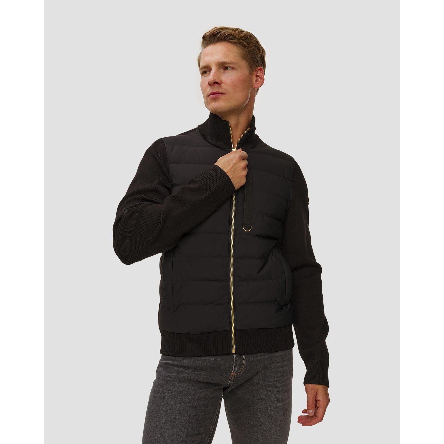 Czarna Kurtka Hybrydowa Męska Moose Knuckles Kamet Hybrid Jacket Gold