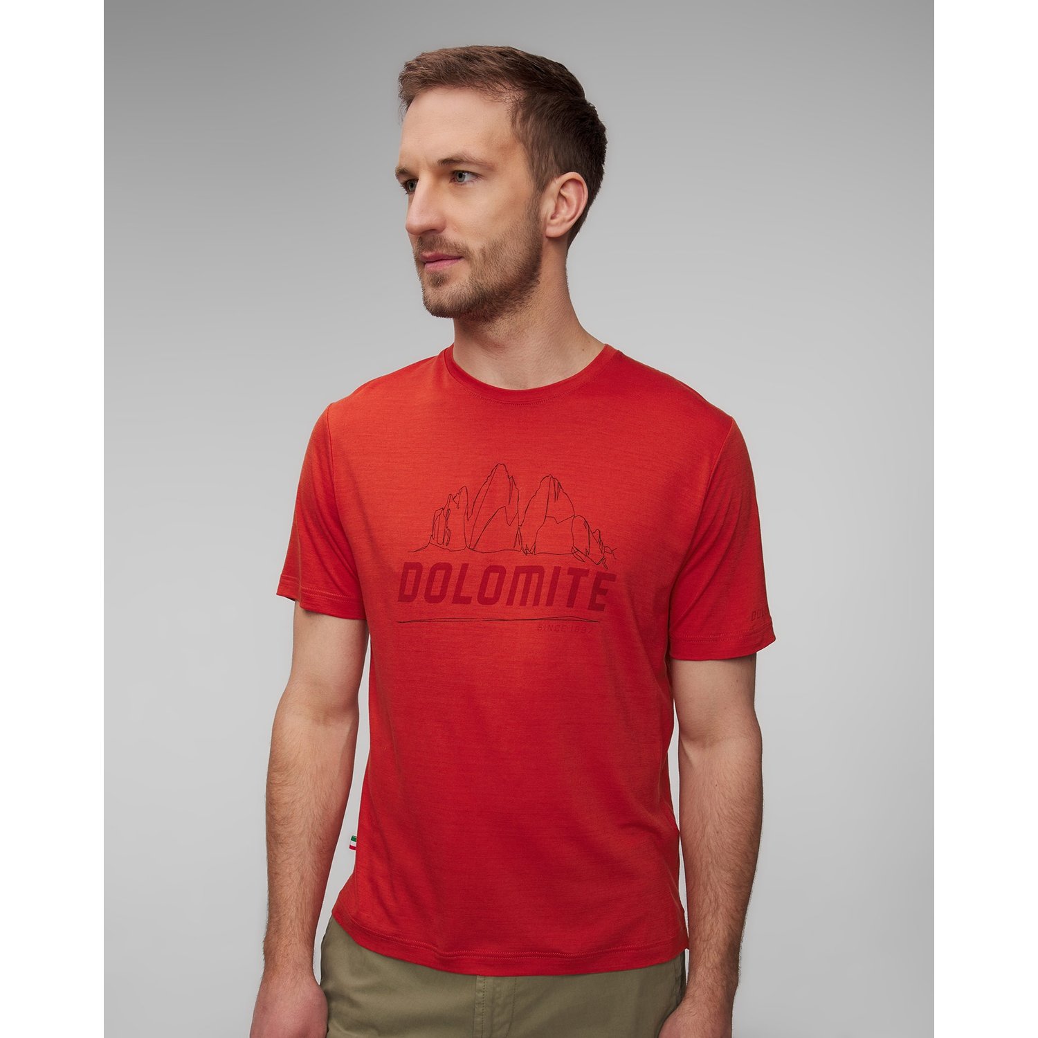 Pomarańczowy T-shirt Męski Dolomite Cristallo Merino Ss
