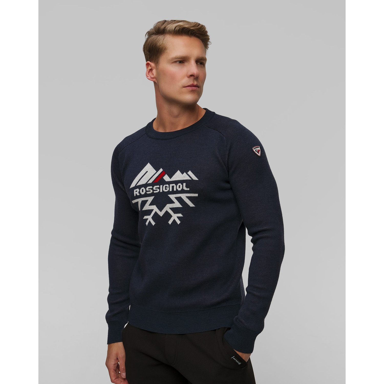 Sweter wełniany męski Rossignol Jacquard Crew Neck