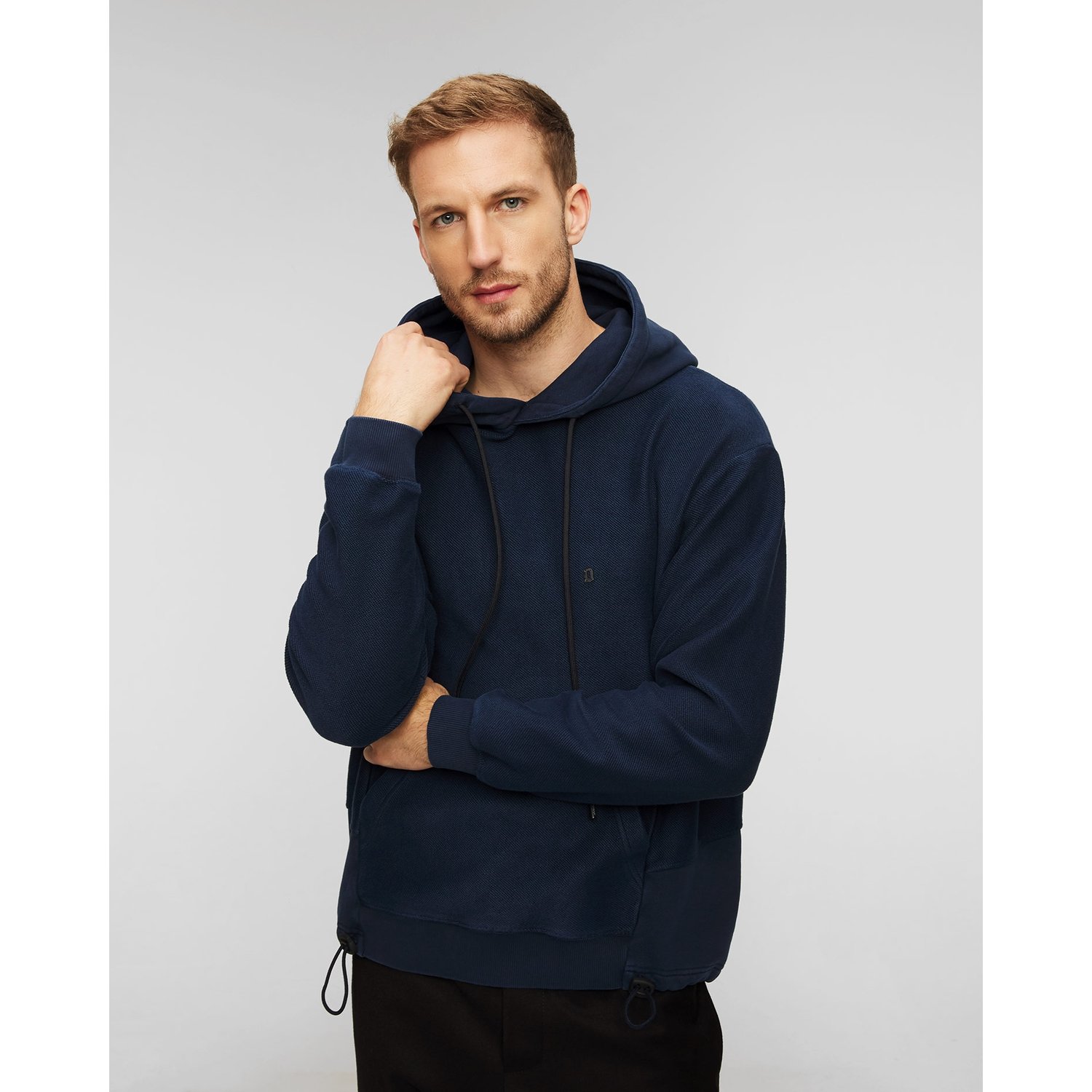 Granatowa Bluza Z Kapturem Męska Dondup Fleece