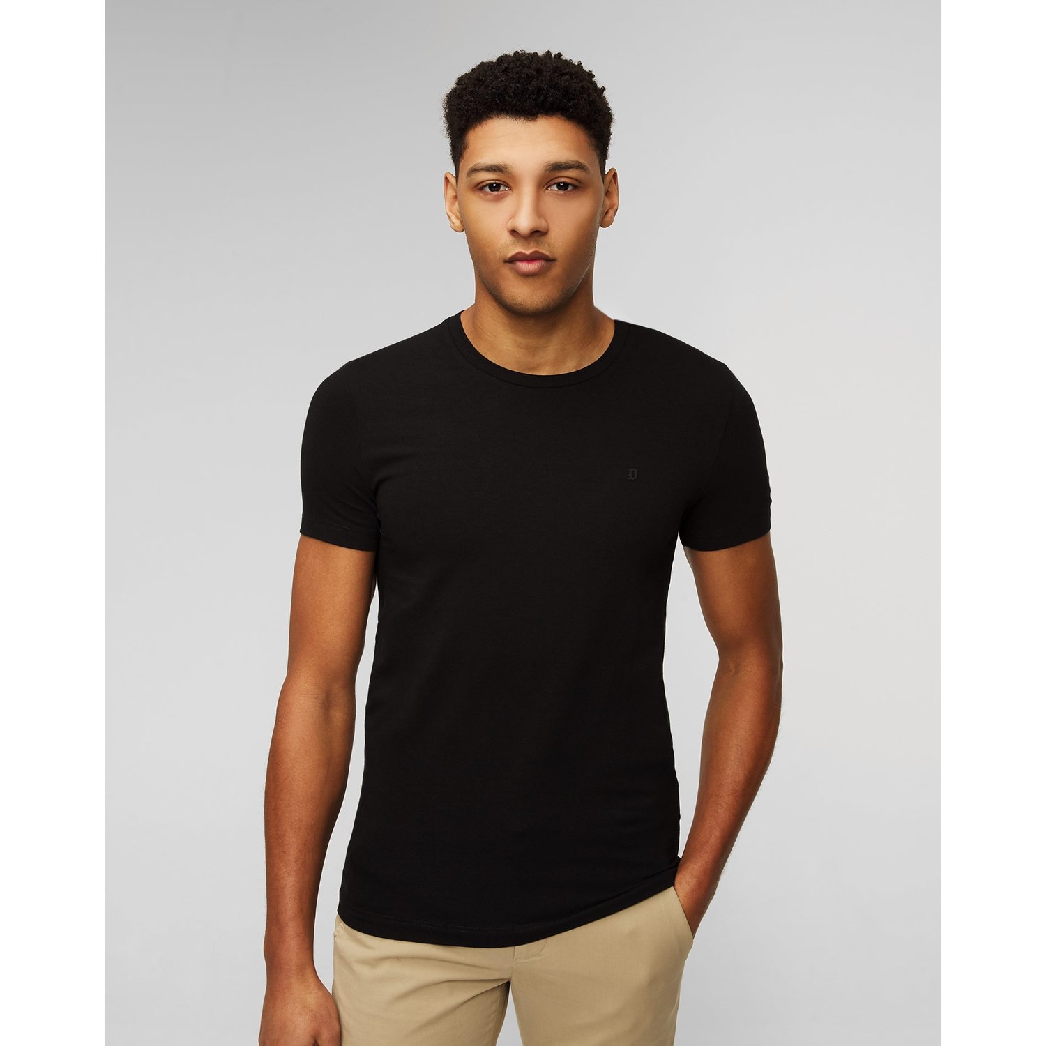 Czarny T-shirt Męski Dondup