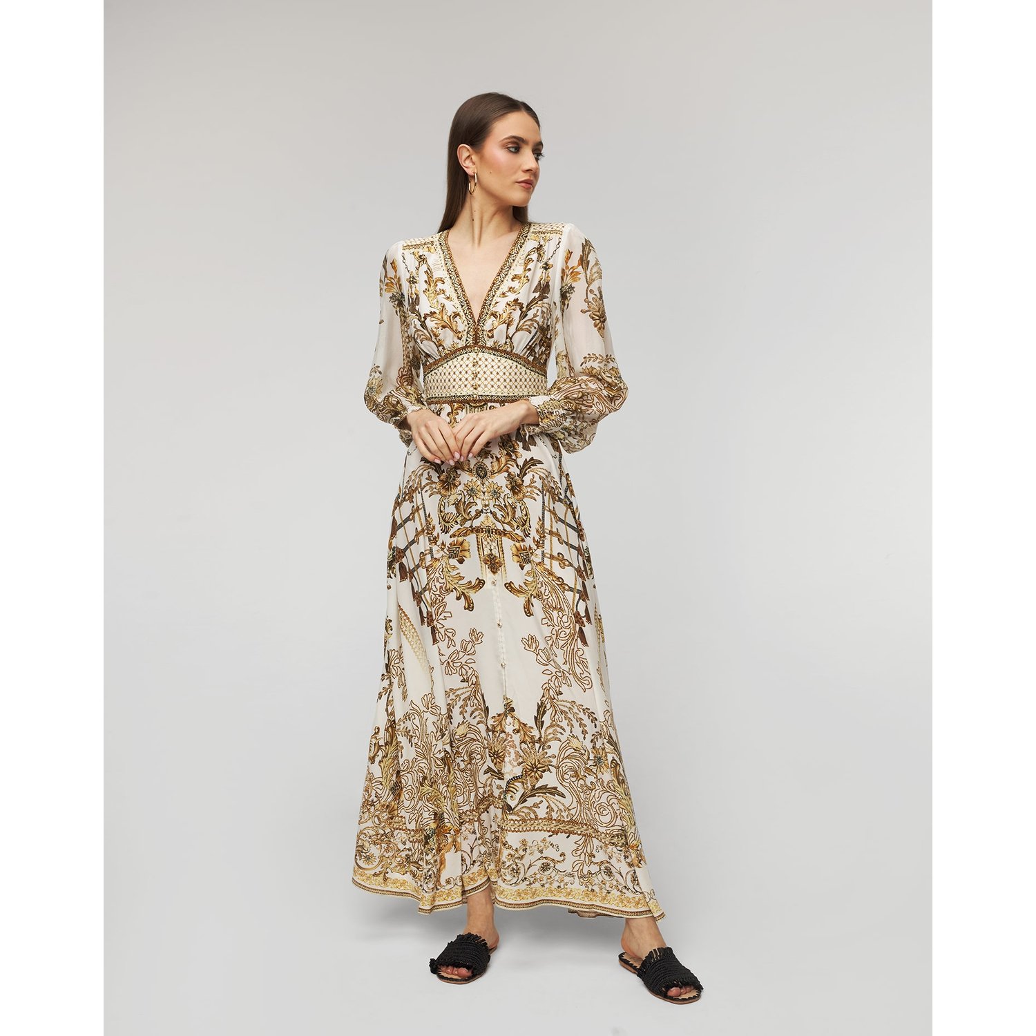 Sukienka Jedwabna Camilla Button Dress W/ Shaped Waistband