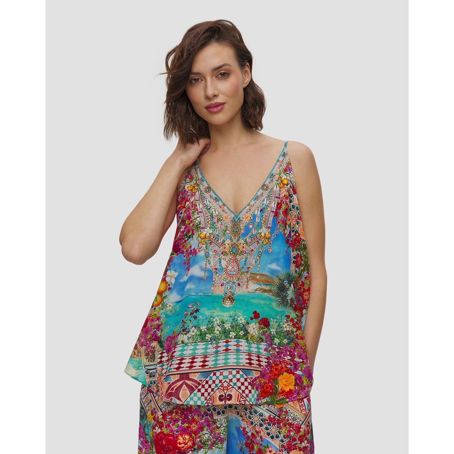 Jedwabny Top Damski Camilla V Neck Cami