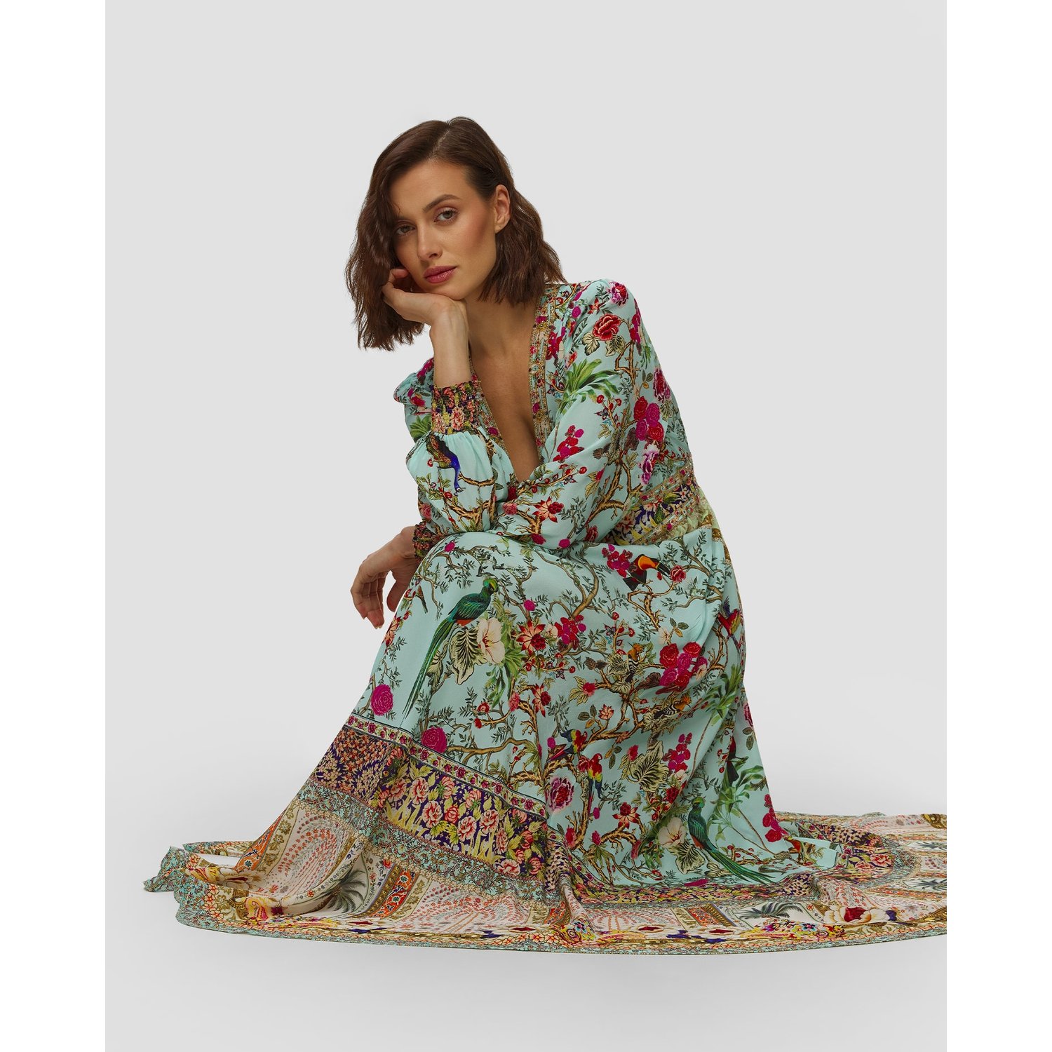 Długa Sukienka Jedwabna Damska Camilla