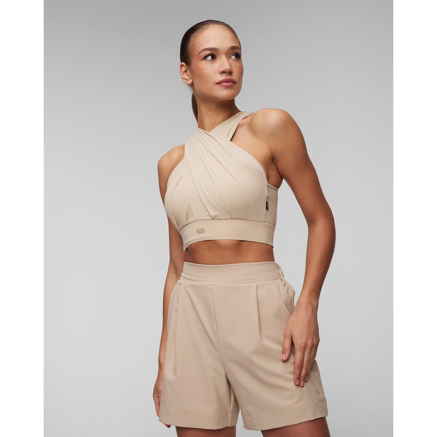 Crop Top Damski Goldbergh Drape Beżowy