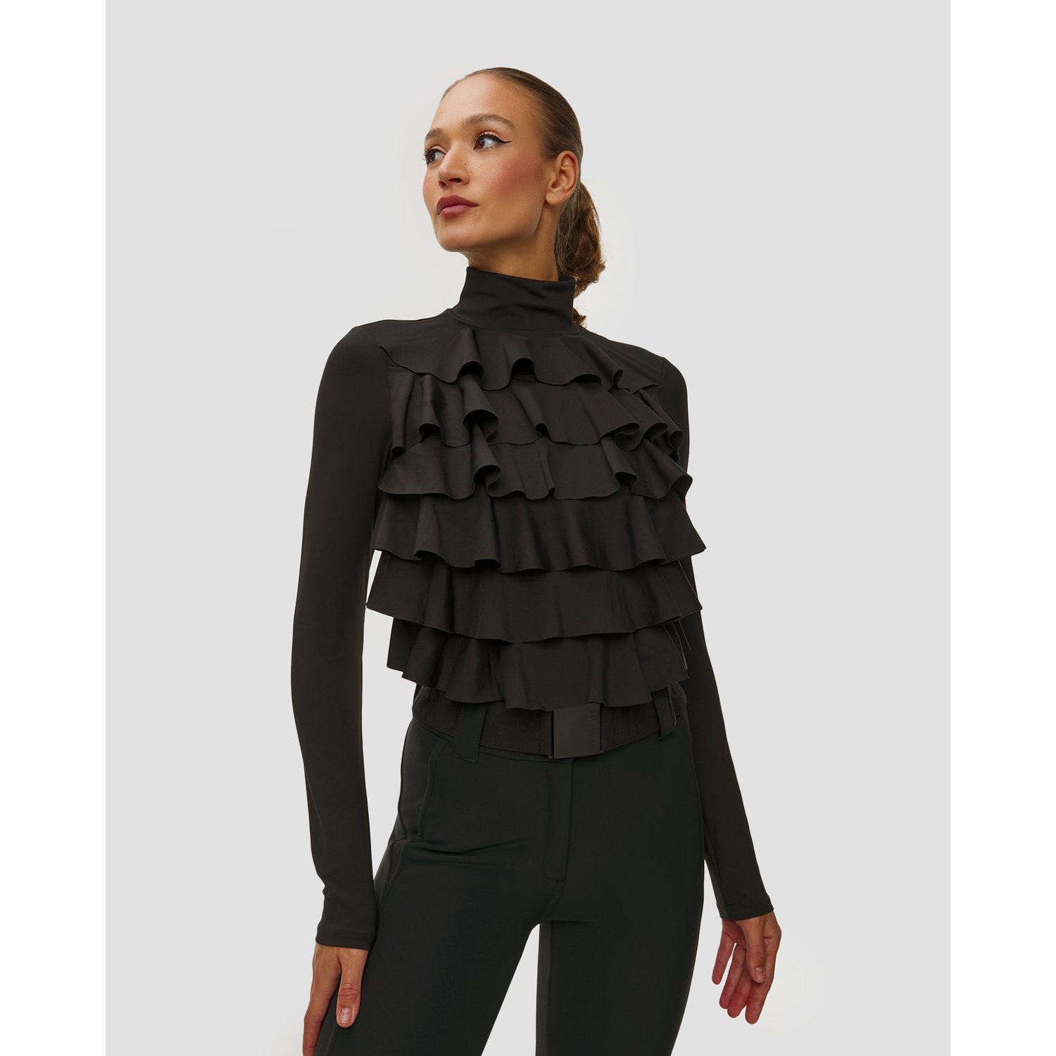 Czarne Body Z Falbanami Goldbergh Gold Exclusive Mystiqu