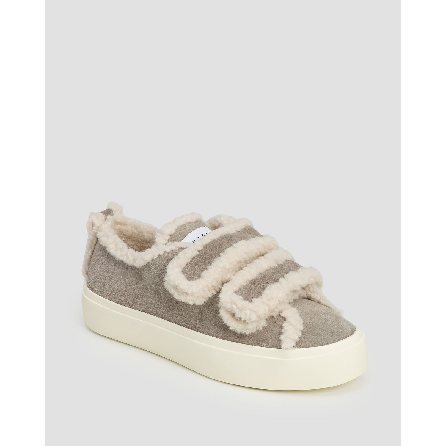 Szare Buty Skórzane Damskie Inuikii Shearling Low Velcro