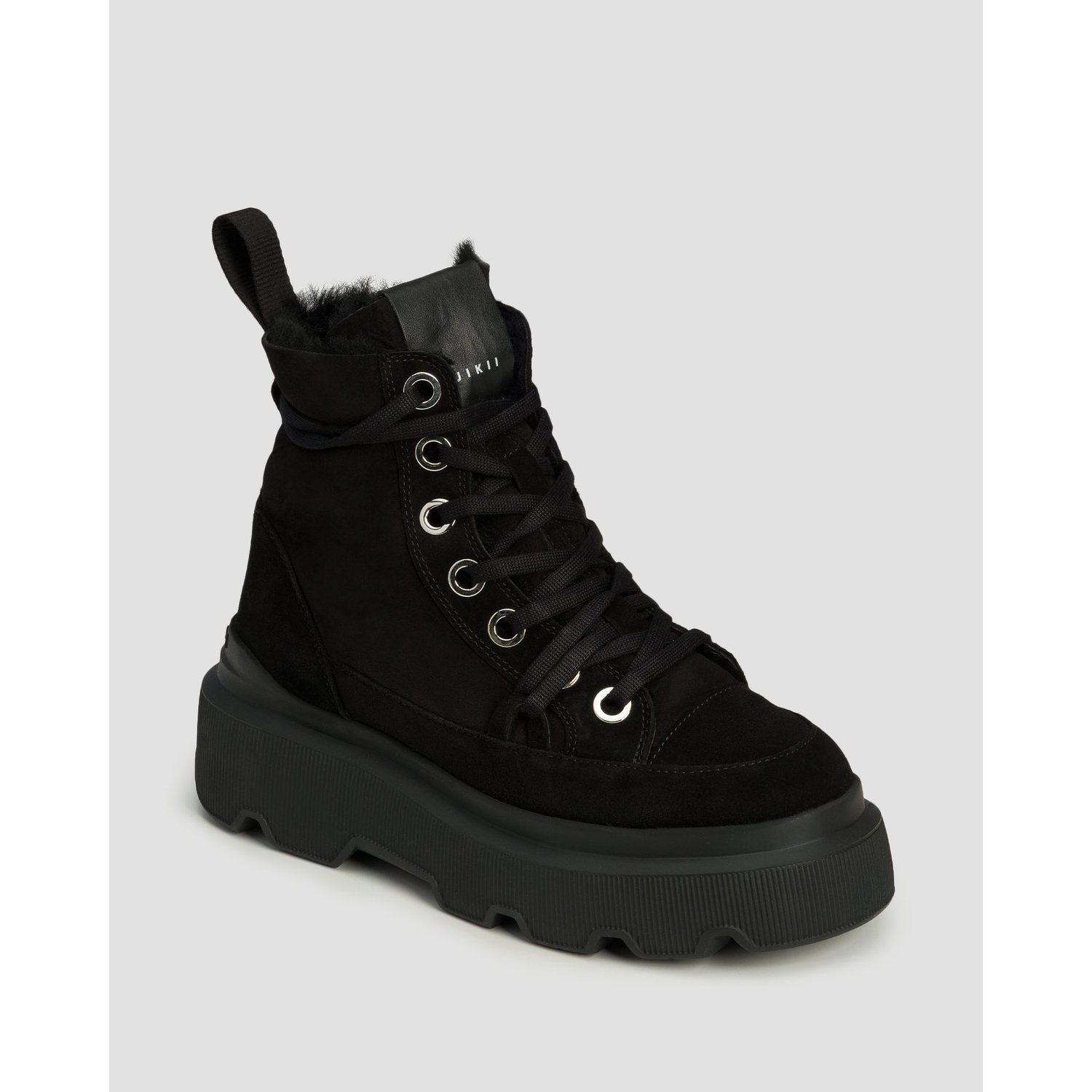 Skórzane Buty Zimowe Damskie Inuikii Matilda Shearling Czarne