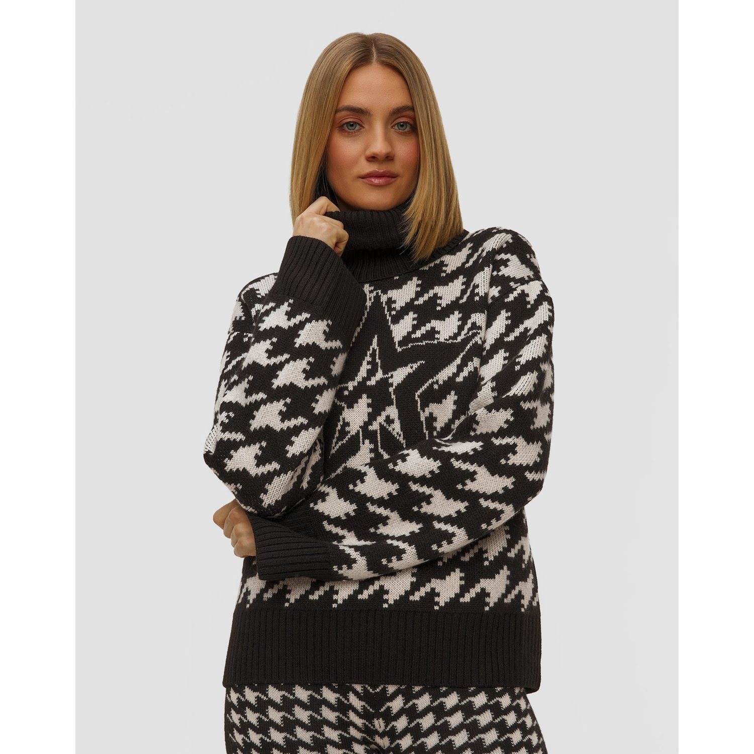 Sweter Wełniany Damski Perfect Moment Chunky Houndstooth Sweater